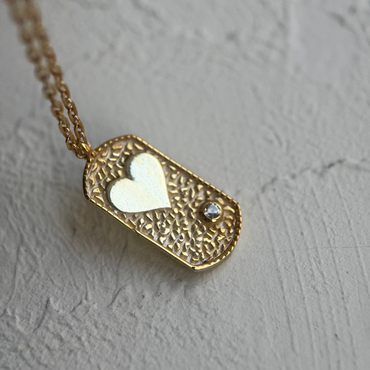 TAŞLI KALP PLAKA KOLYE | 925 GÜMÜŞ