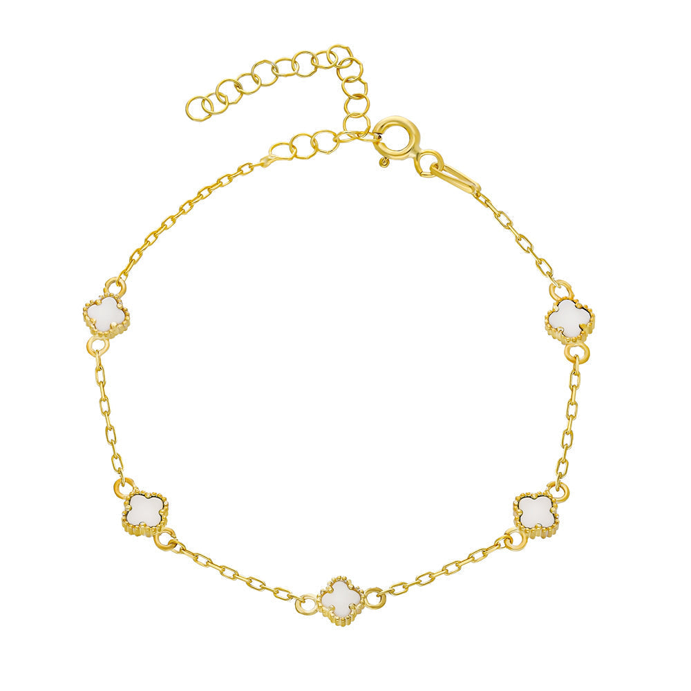 BEYAZ TAŞLI ÇOKLU YONCA BİLEKLİK | 925 GÜMÜŞ