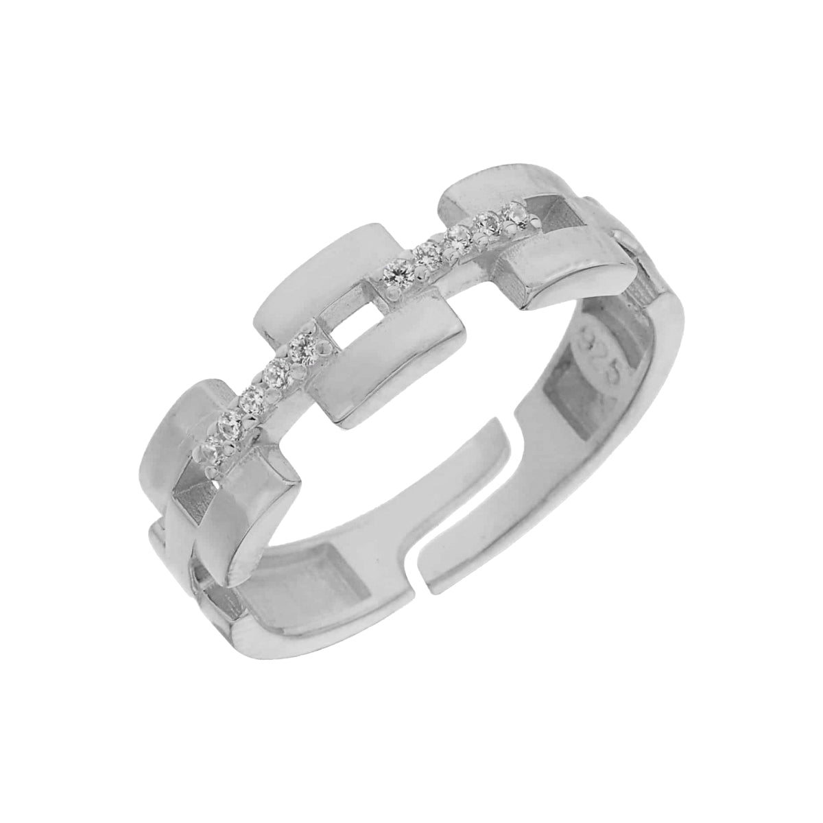 Taşlı Zincir Formlu Yüzük | 925 Ayar Gümüş – Jeweliay Jewelry – 2