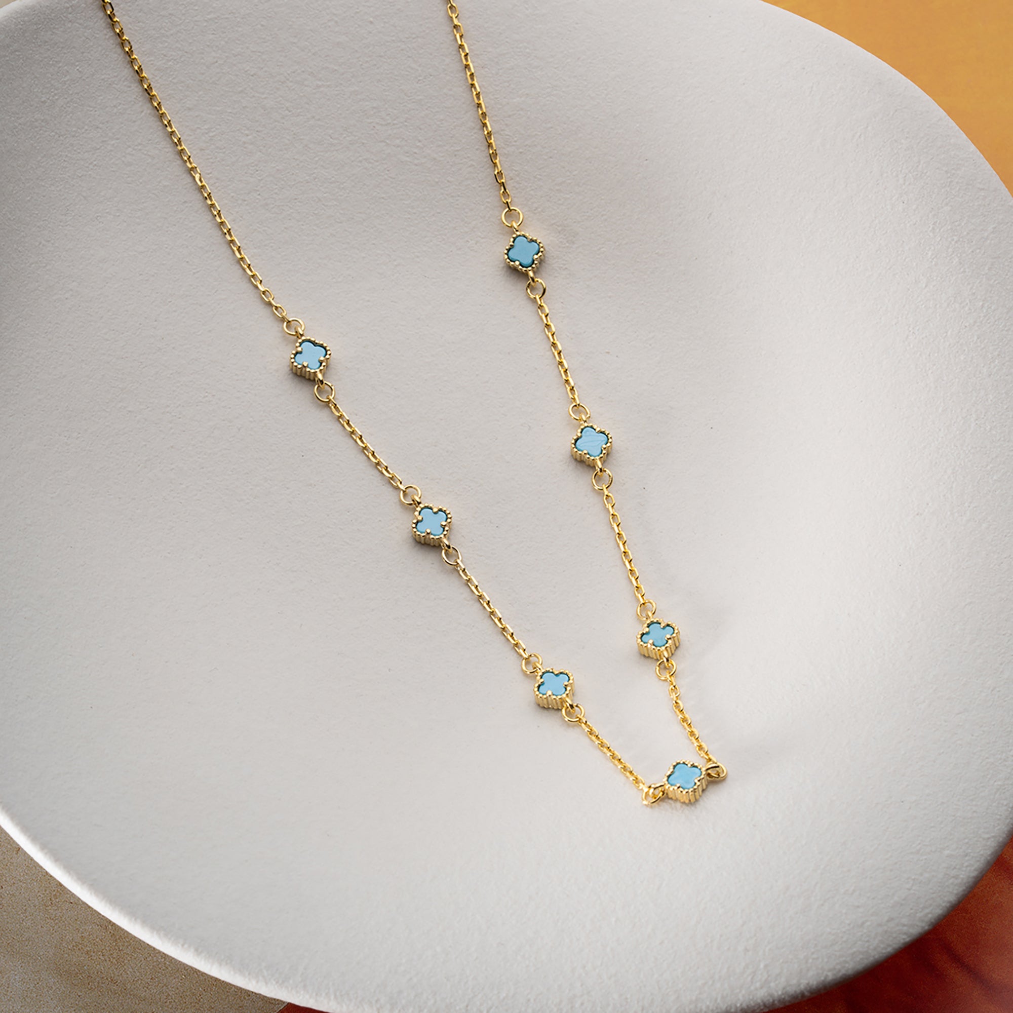 TURKUAZ MİNİ YONCA KOLYE | 925 GÜMÜŞ