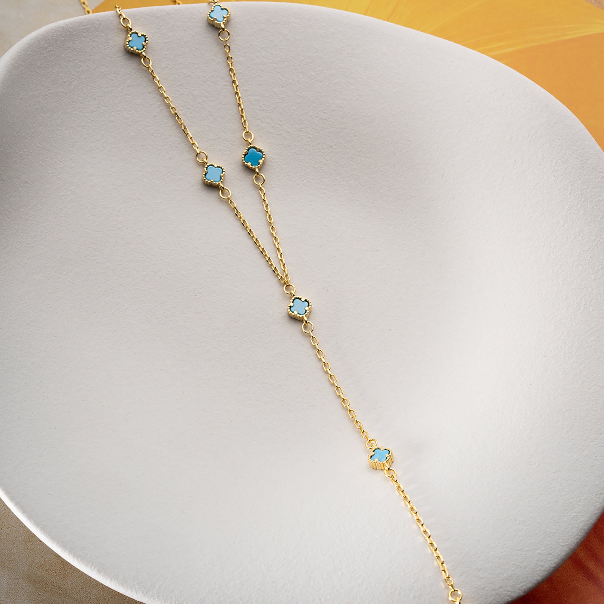 TURKUAZ MİNİ Y YONCA KOLYE | 925 GÜMÜŞ