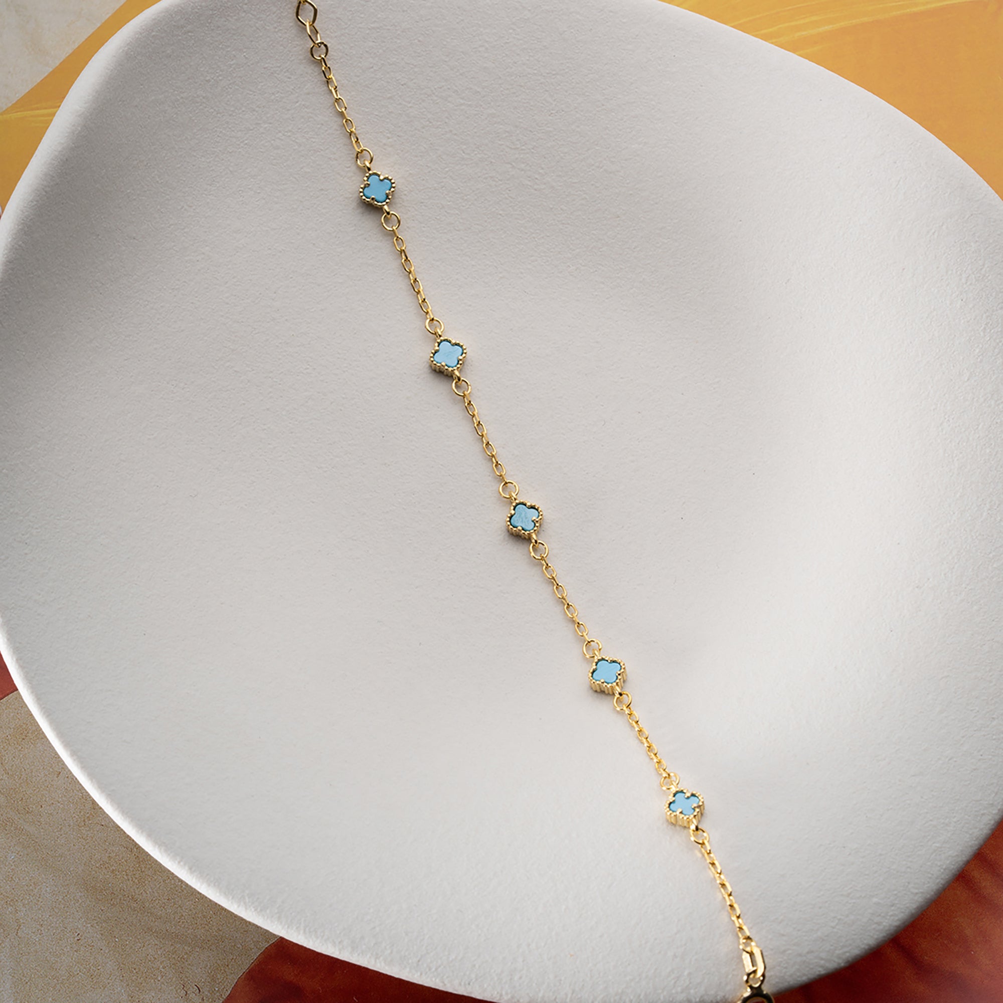 TURKUAZ TAŞLI ÇOKLU YONCA BİLEKLİK | 925 GÜMÜŞ