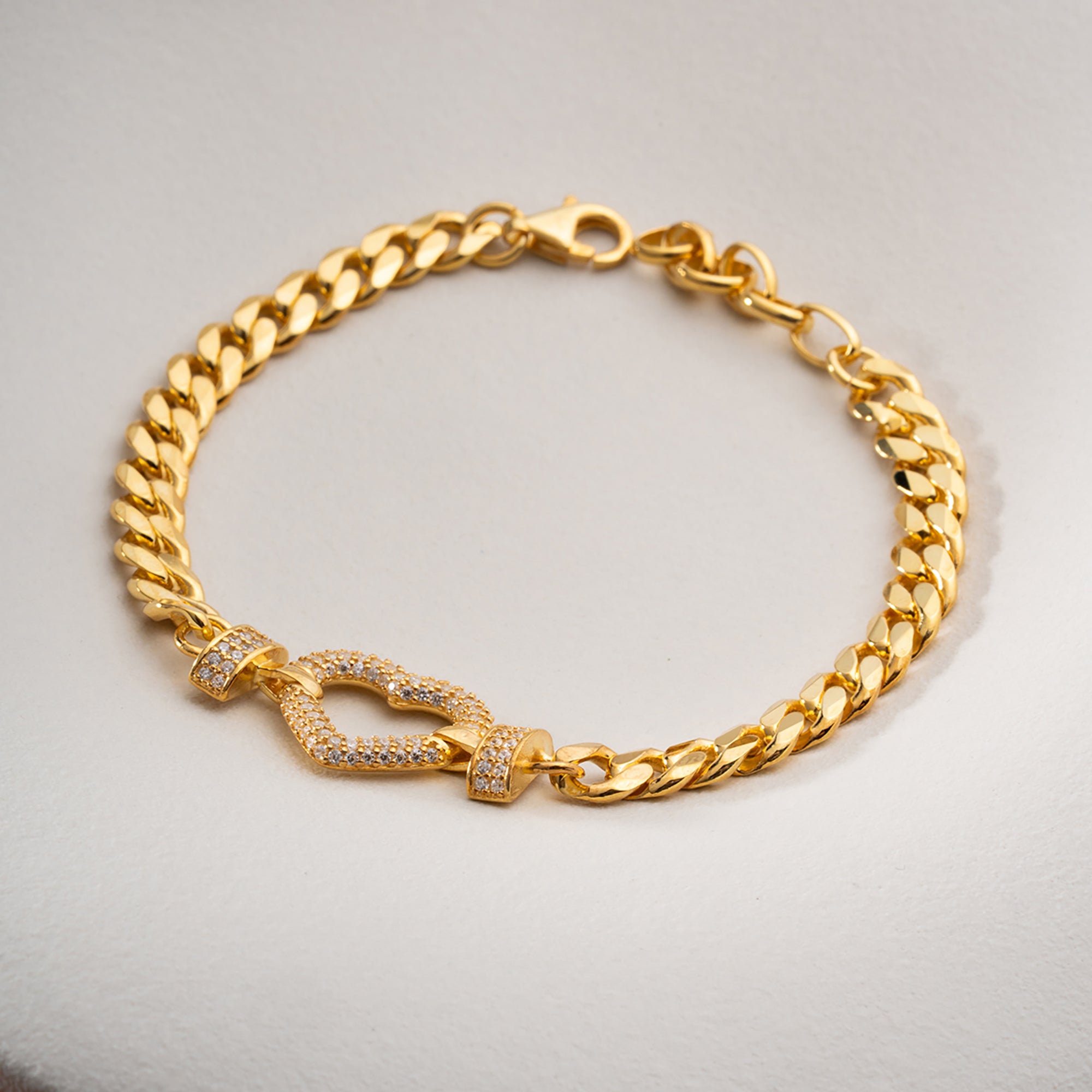 HACİMLİ TAŞLI KALP BİLEKLİK | 925 GÜMÜŞ