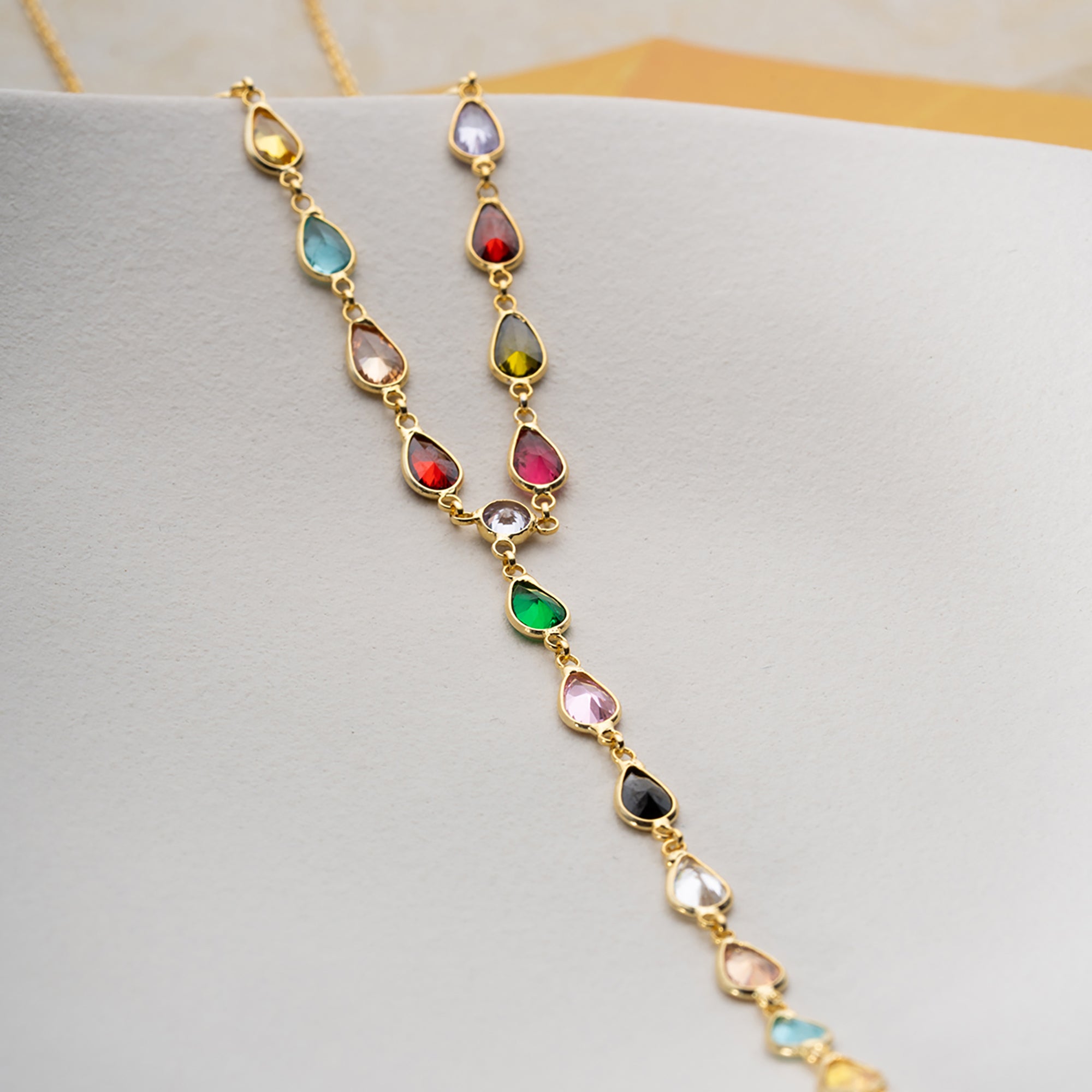 RENKLİ DAMLA TAŞ Y KOLYE | 925 GÜMÜŞ