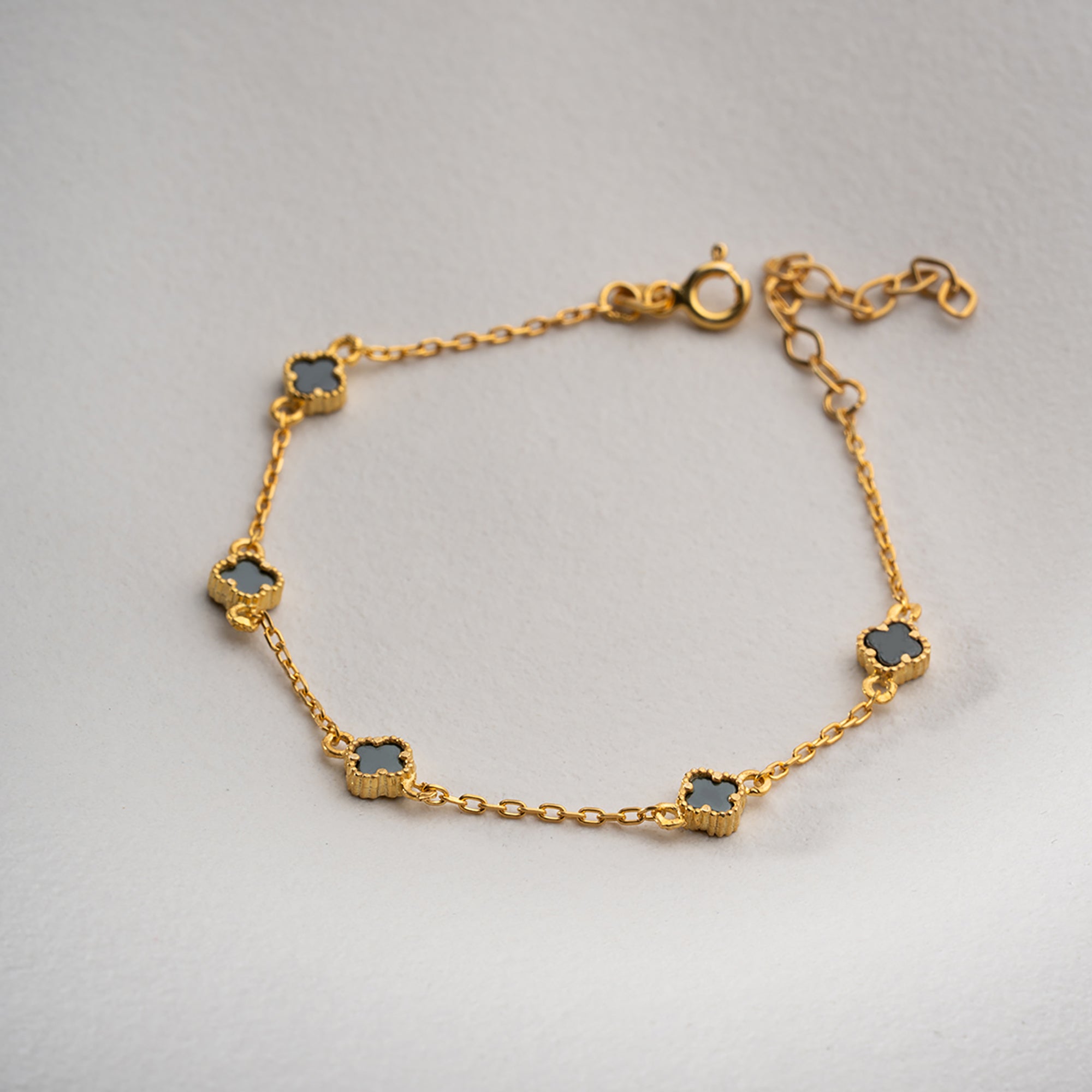 YEŞİL TAŞLI ÇOKLU YONCA BİLEKLİK | 925 GÜMÜŞ