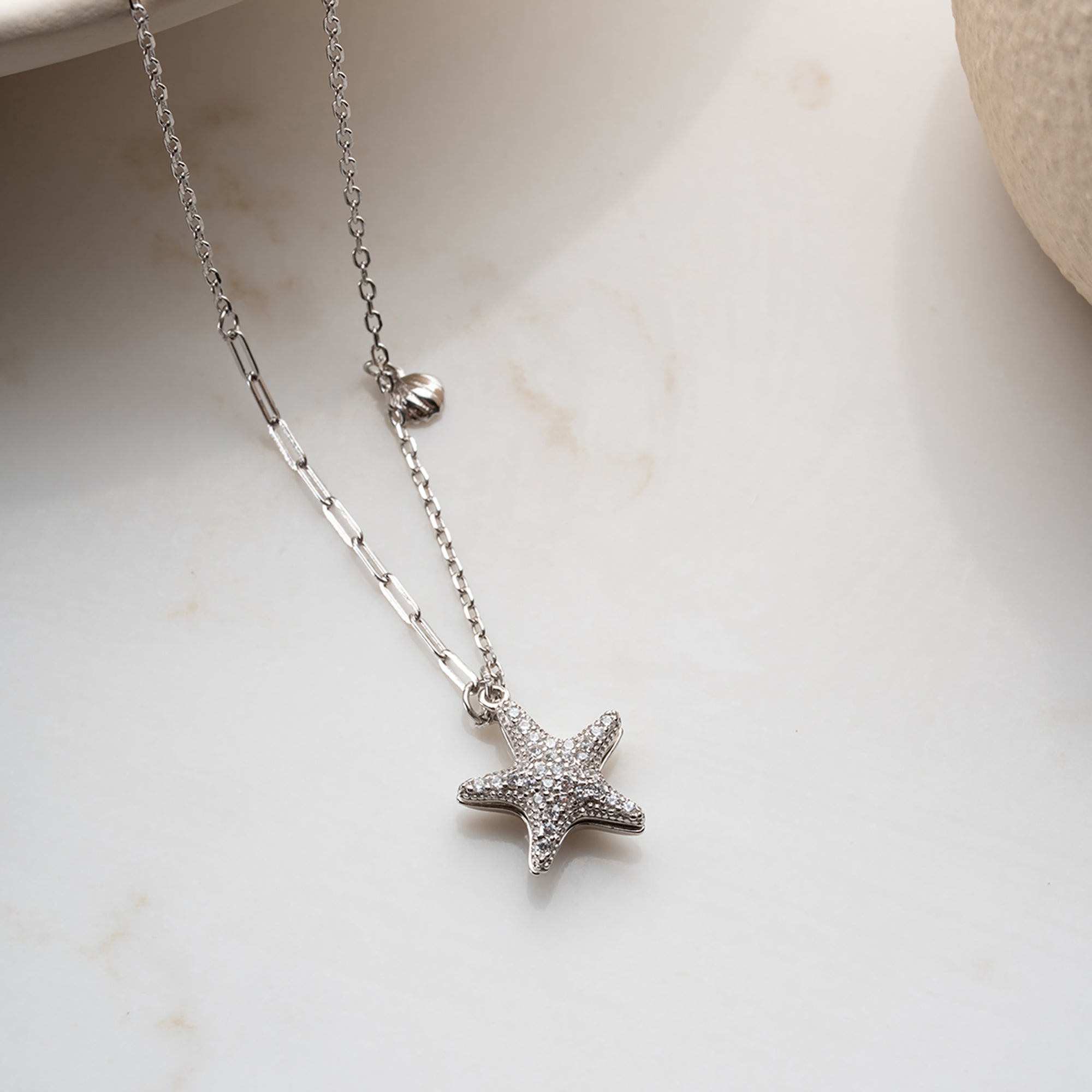 İNCİLİ DENİZ YILDIZI KOLYE | 925 GÜMÜŞ