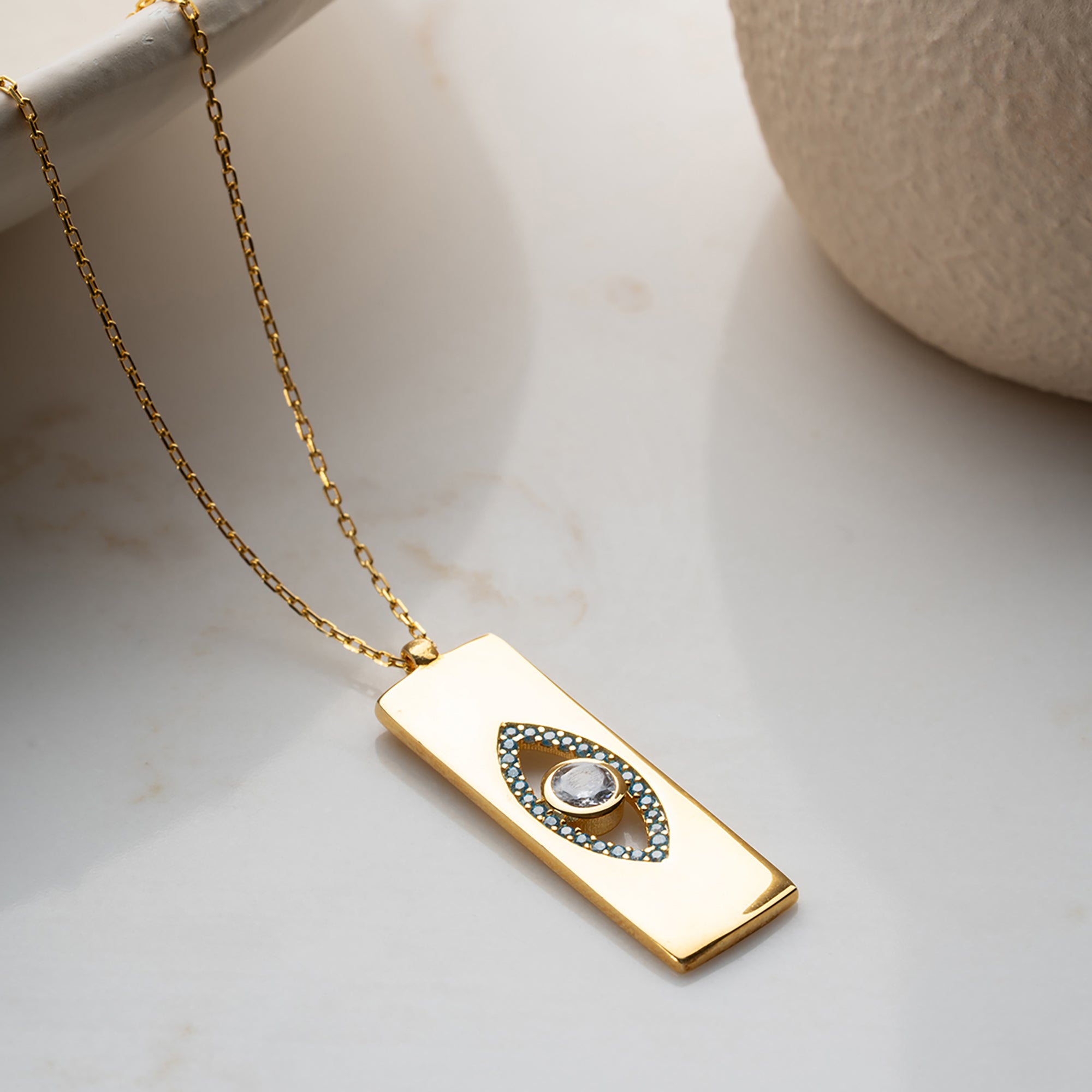 DİKDÖRTGEN GÖZ KOLYE | 925 GÜMÜŞ