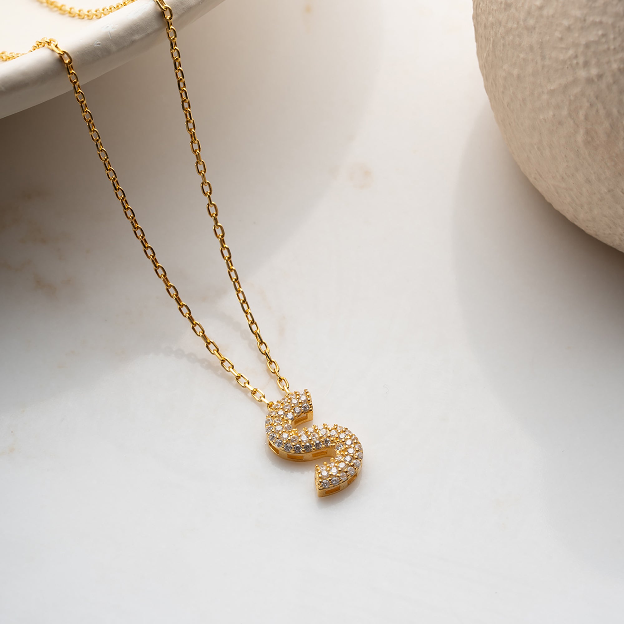 FULL TAŞLI HARF KOLYE | 925 GÜMÜŞ