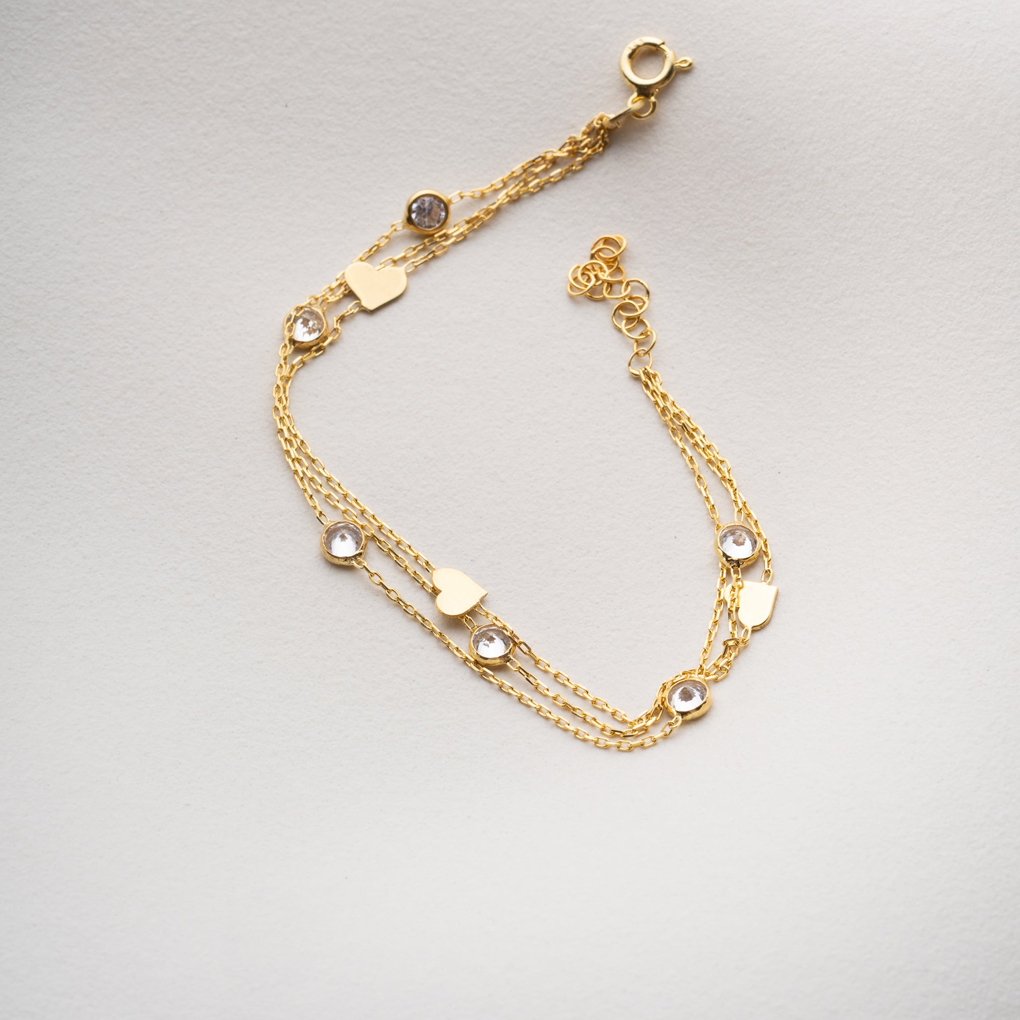 3'LÜ KALPLİ BİLEKLİK | 925 GÜMÜŞ