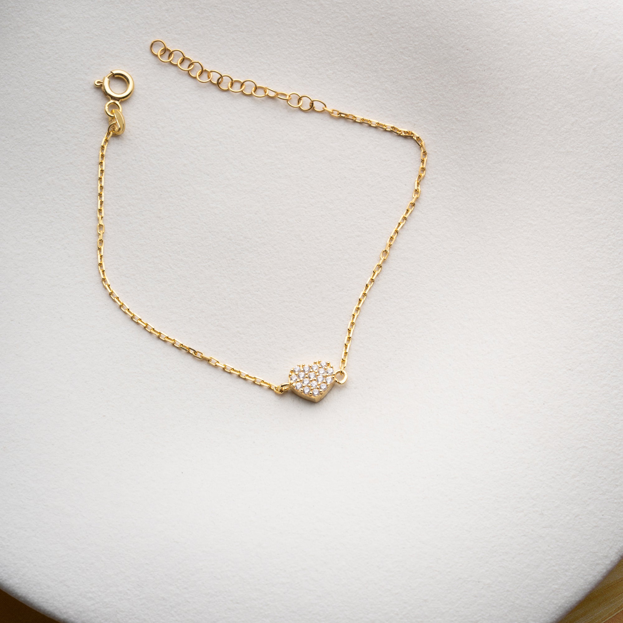 TAŞLI KALP BİLEKLİK | 925 GÜMÜŞ