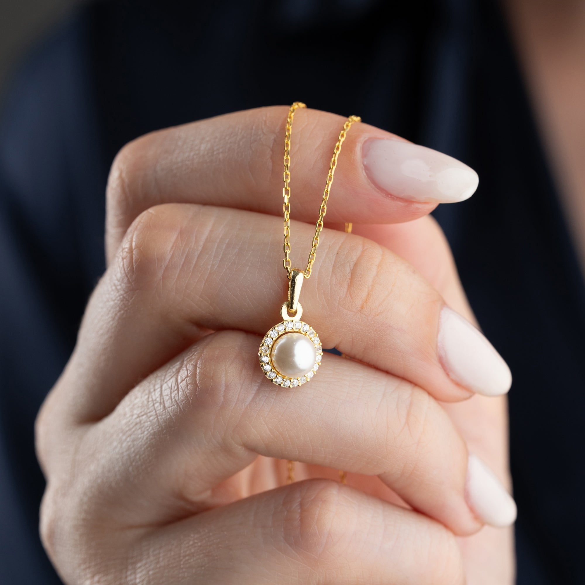 ZİRKON TAŞLI İNCİ MODEL KOLYE | 925 GÜMÜŞ