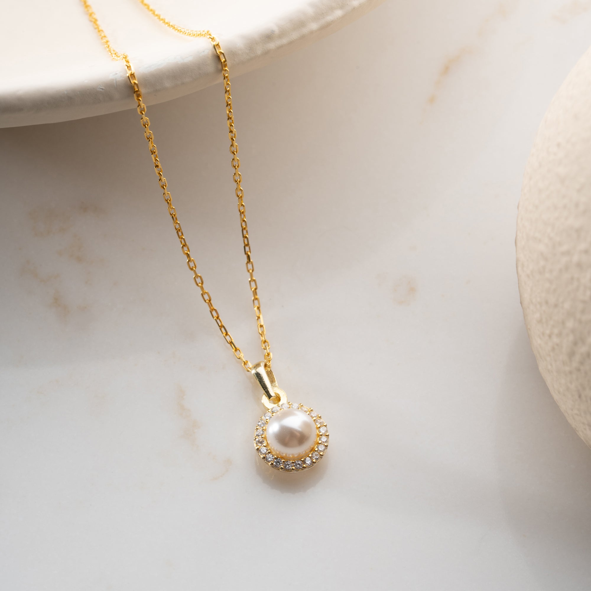 ZİRKON TAŞLI İNCİ MODEL KOLYE | 925 GÜMÜŞ