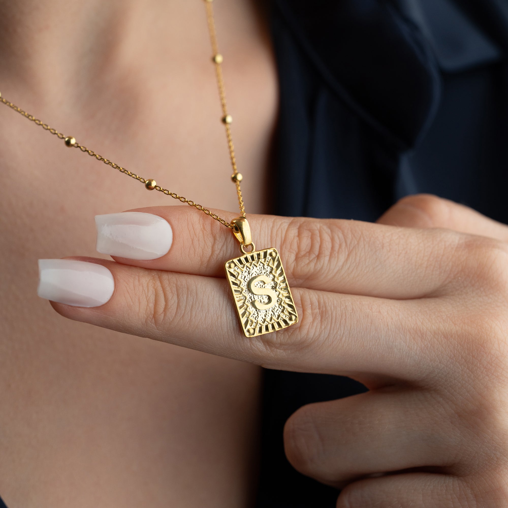 KARE HARF VINTAGE KOLYE | 925 GÜMÜŞ