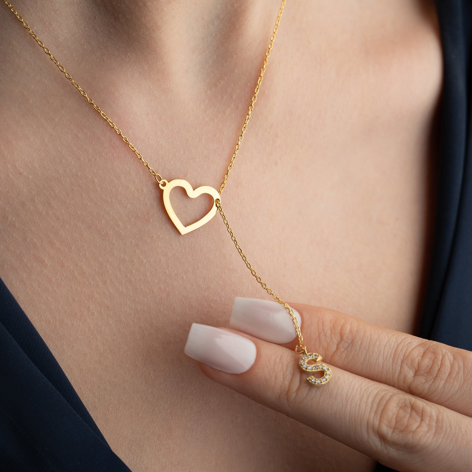 HARF SALLANTILI KALP KOLYE | 925 GÜMÜŞ