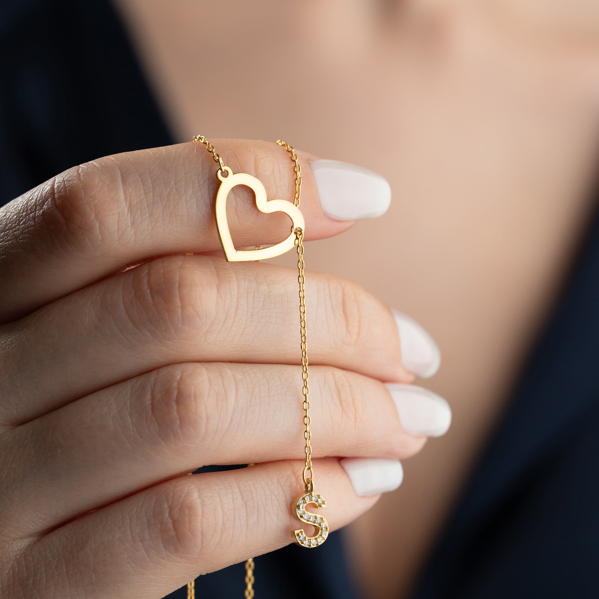 HARF SALLANTILI KALP KOLYE | 925 GÜMÜŞ