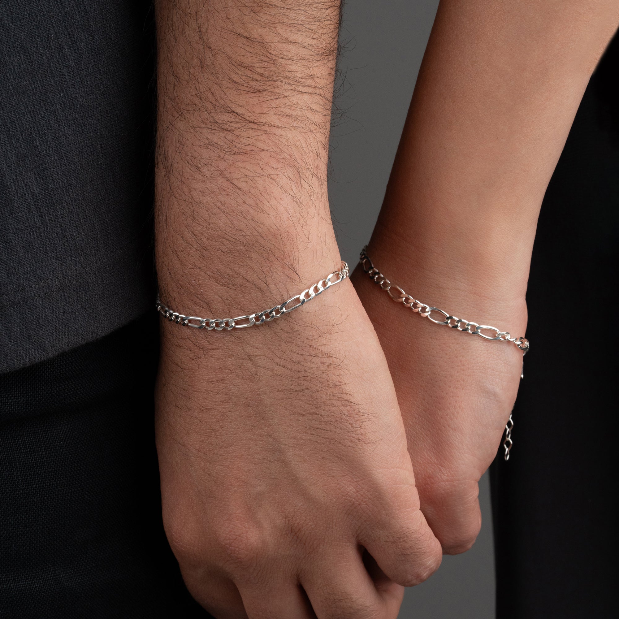 FİGARO ZİNCİR HARFLİ ÇİFT BİLEKLİK | 925 GÜMÜŞ