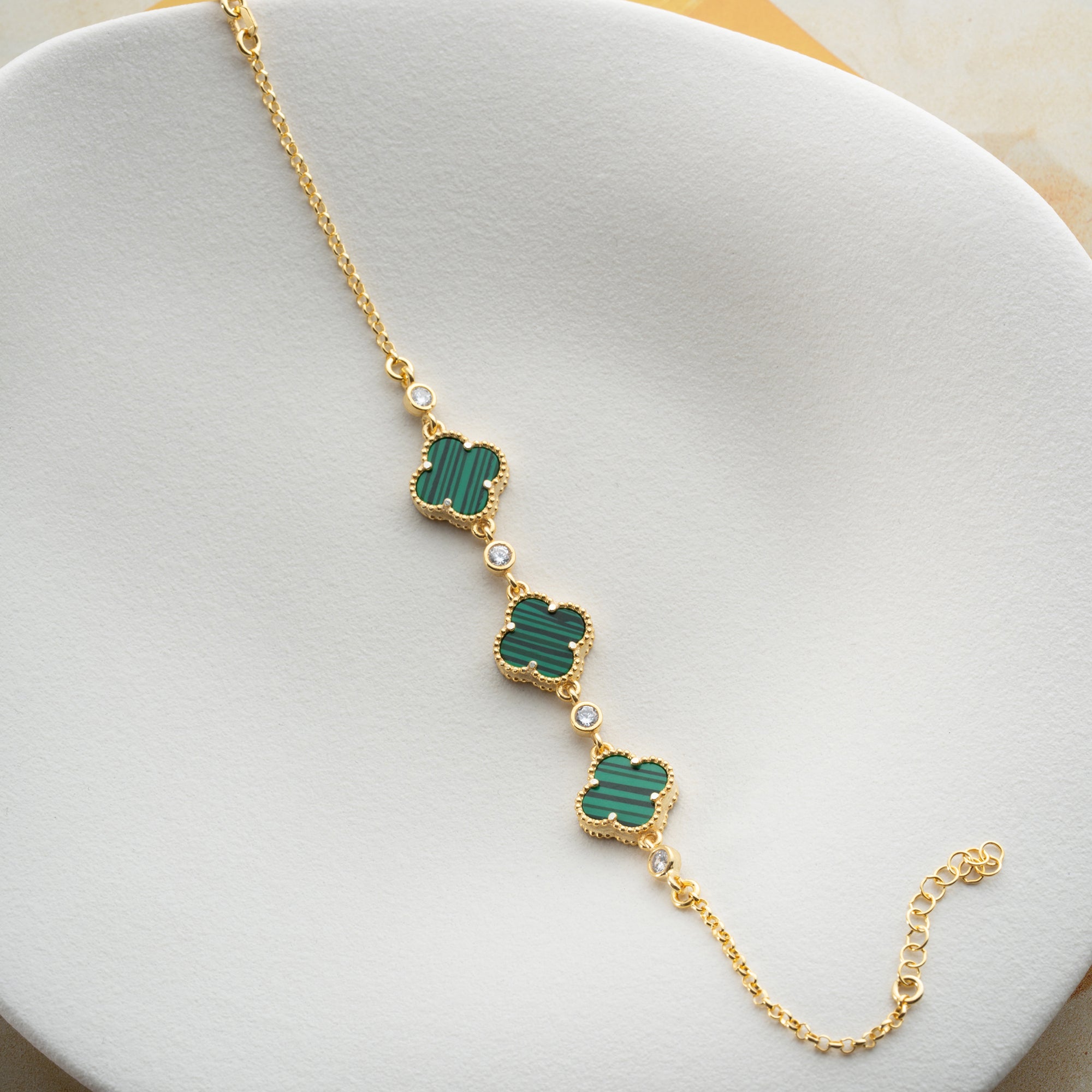 MOVEU ÇOKLU YEŞİL YONCA BİLEKLİK | 925 GÜMÜŞ