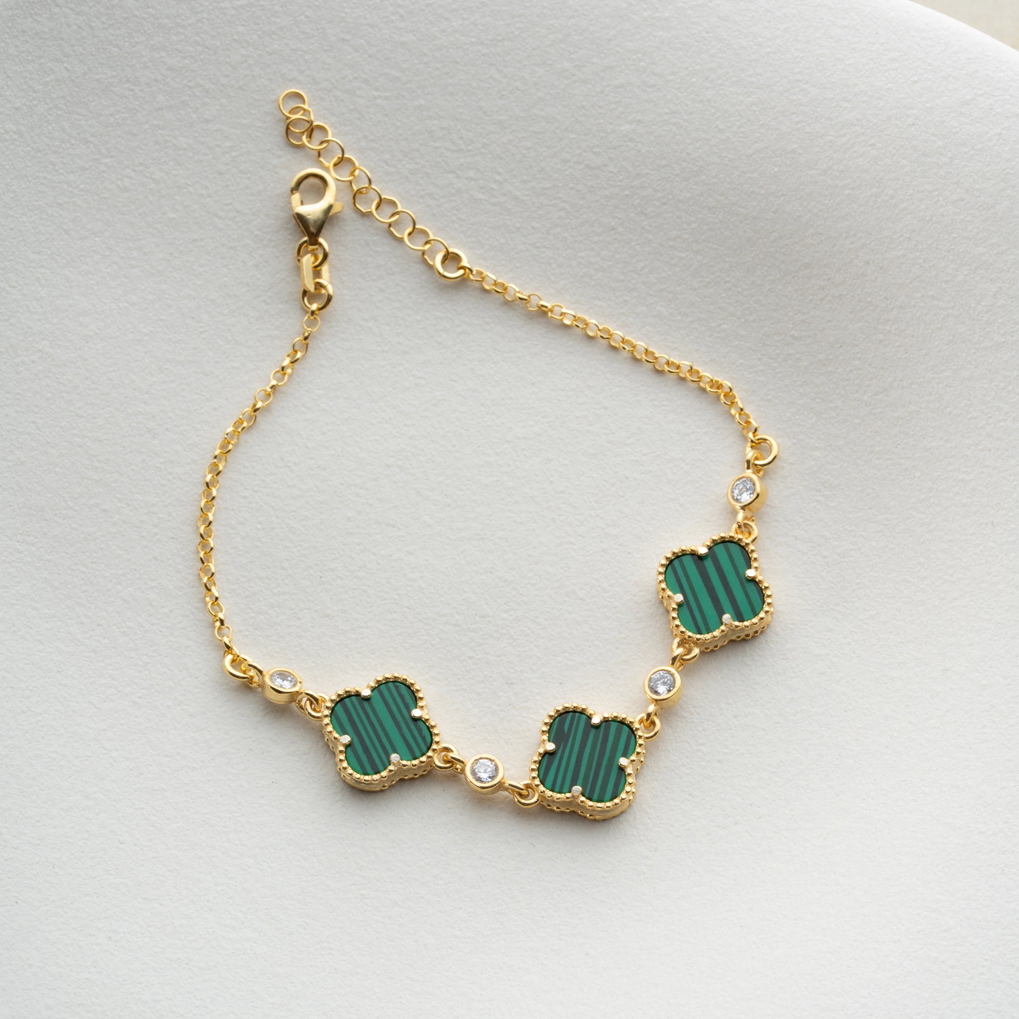 MOVEU ÇOKLU YEŞİL YONCA BİLEKLİK | 925 GÜMÜŞ