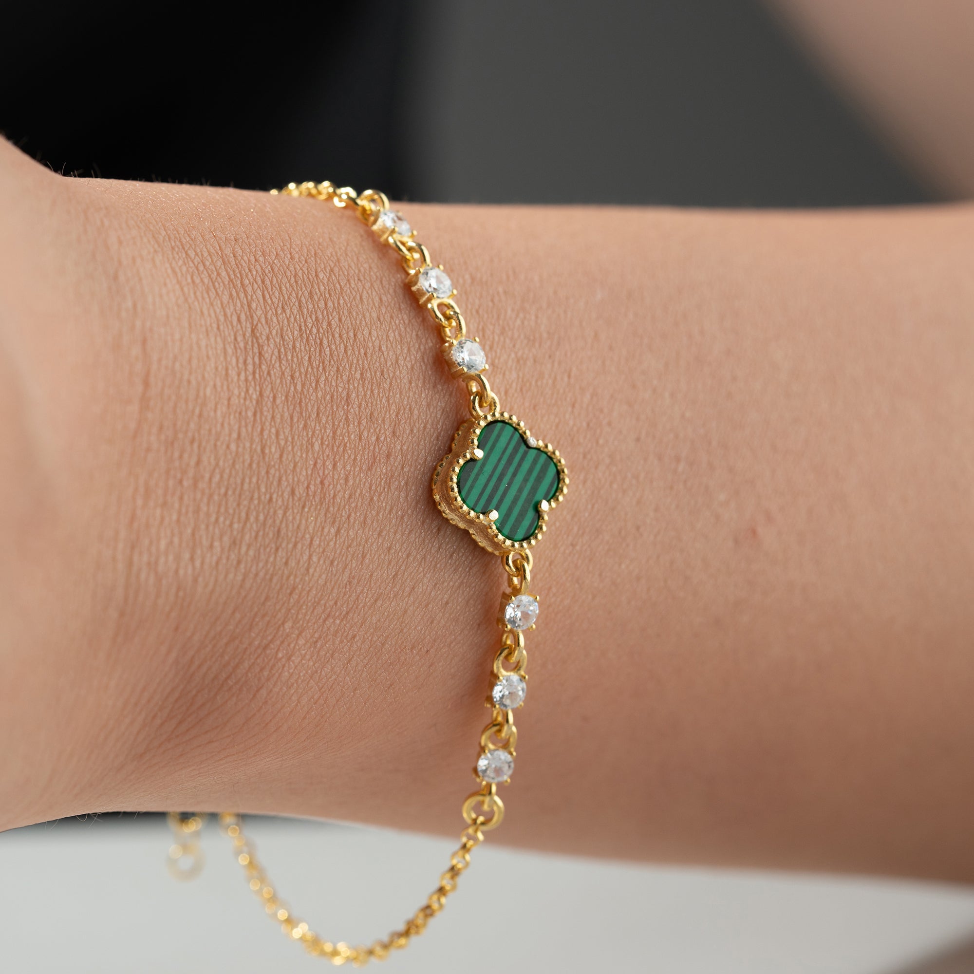 FAEL YEŞİL YONCA BİLEKLİK | 925 GÜMÜŞ