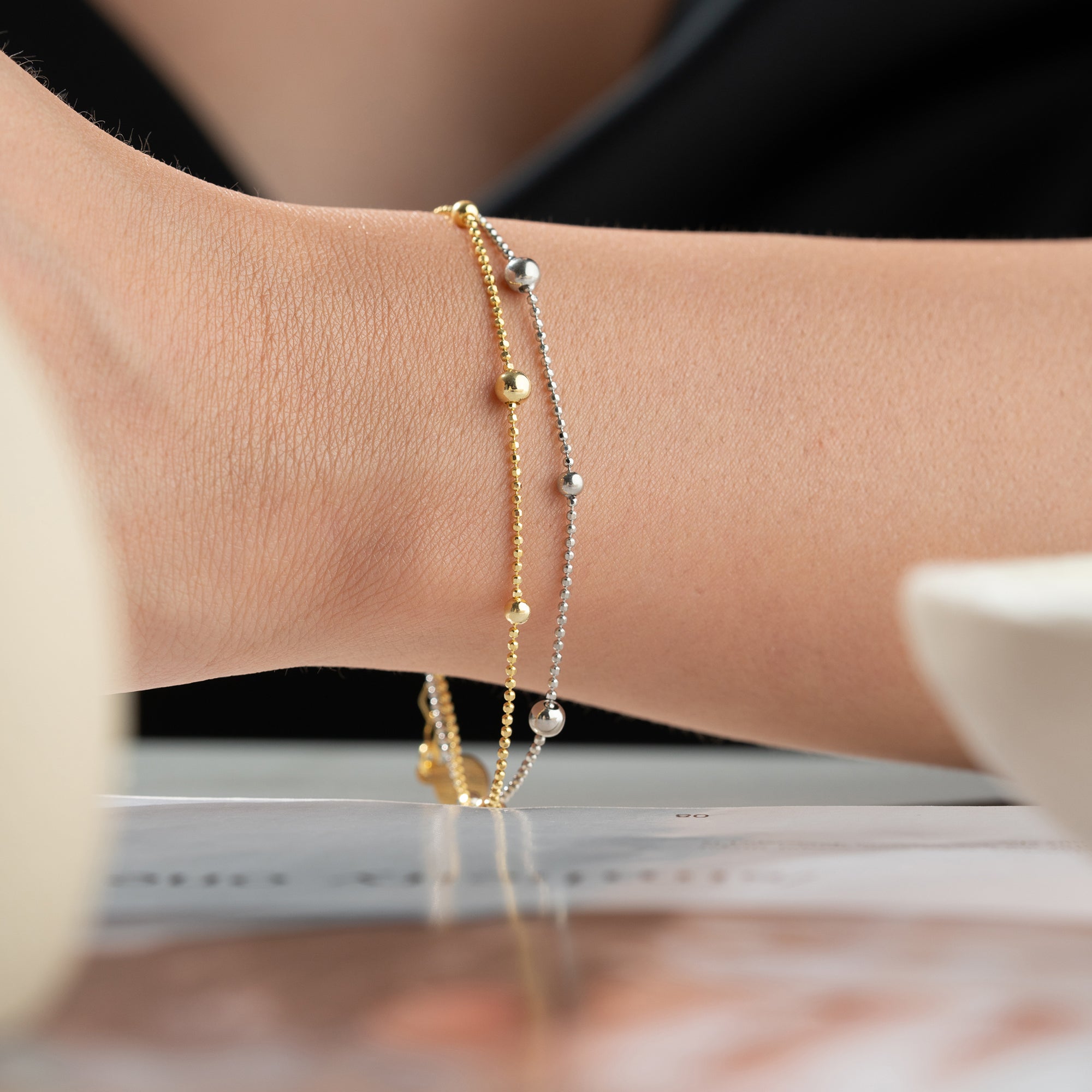 ÇİFT RENK TOP BİLEKLİK | 925 GÜMÜŞ