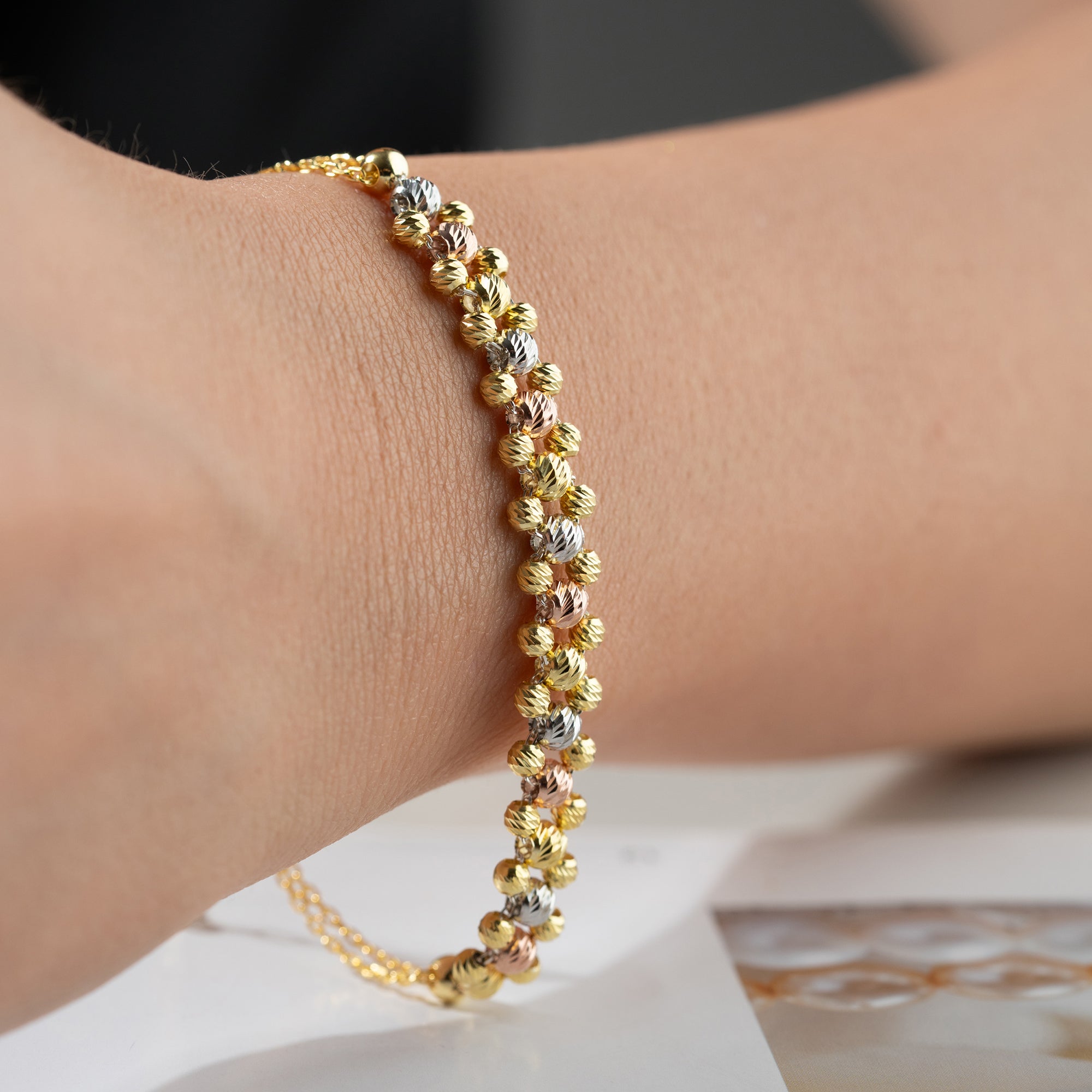 ÜÇ RENK DORİCA TOP BİLEKLİK | 925 GÜMÜŞ