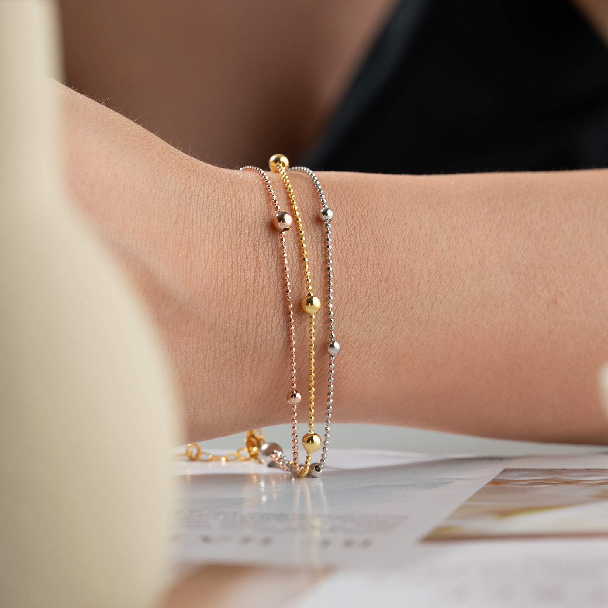 ÜÇ RENK TOP BİLEKLİK | 925 GÜMÜŞ