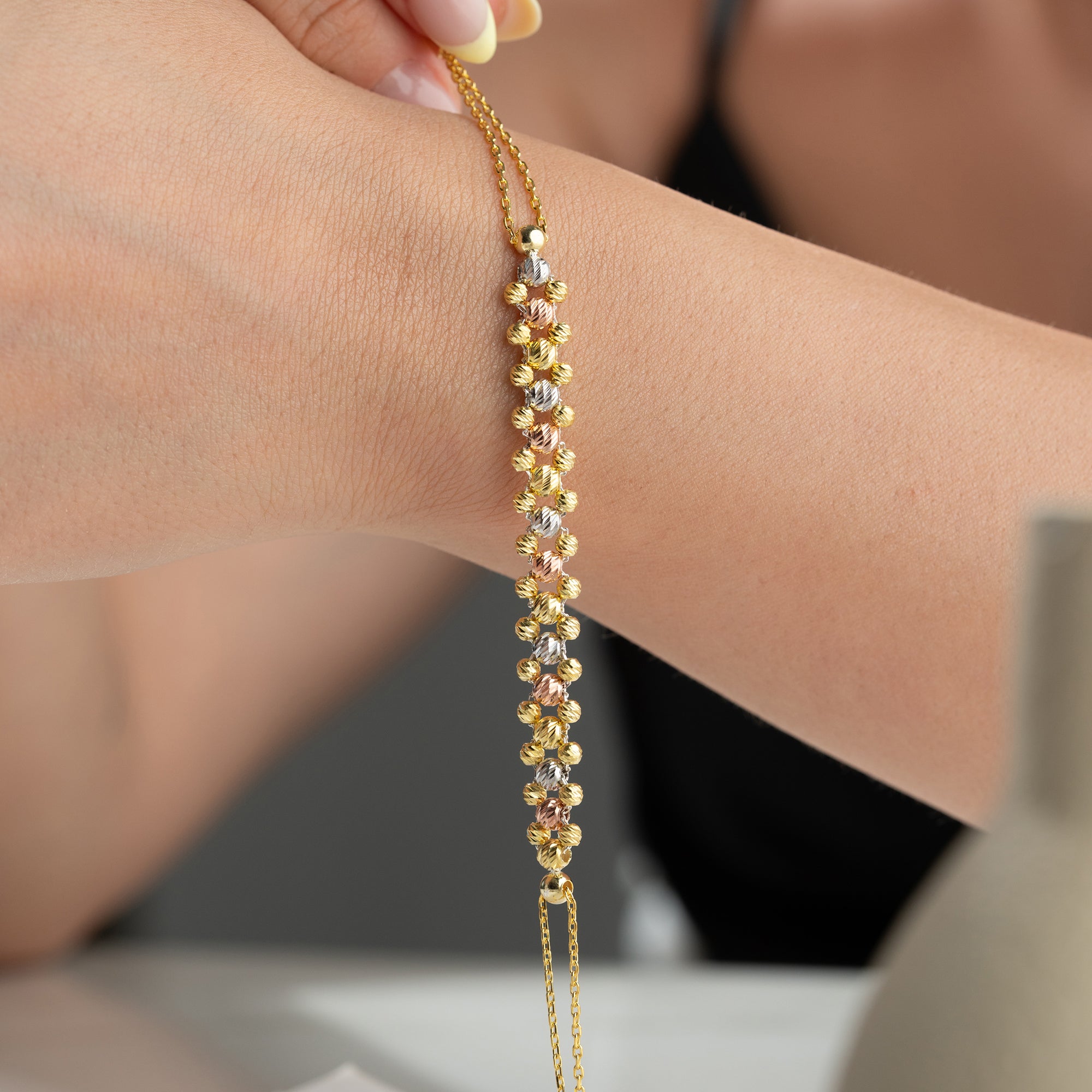 ÜÇ RENK DORİCA TOP BİLEKLİK | 925 GÜMÜŞ