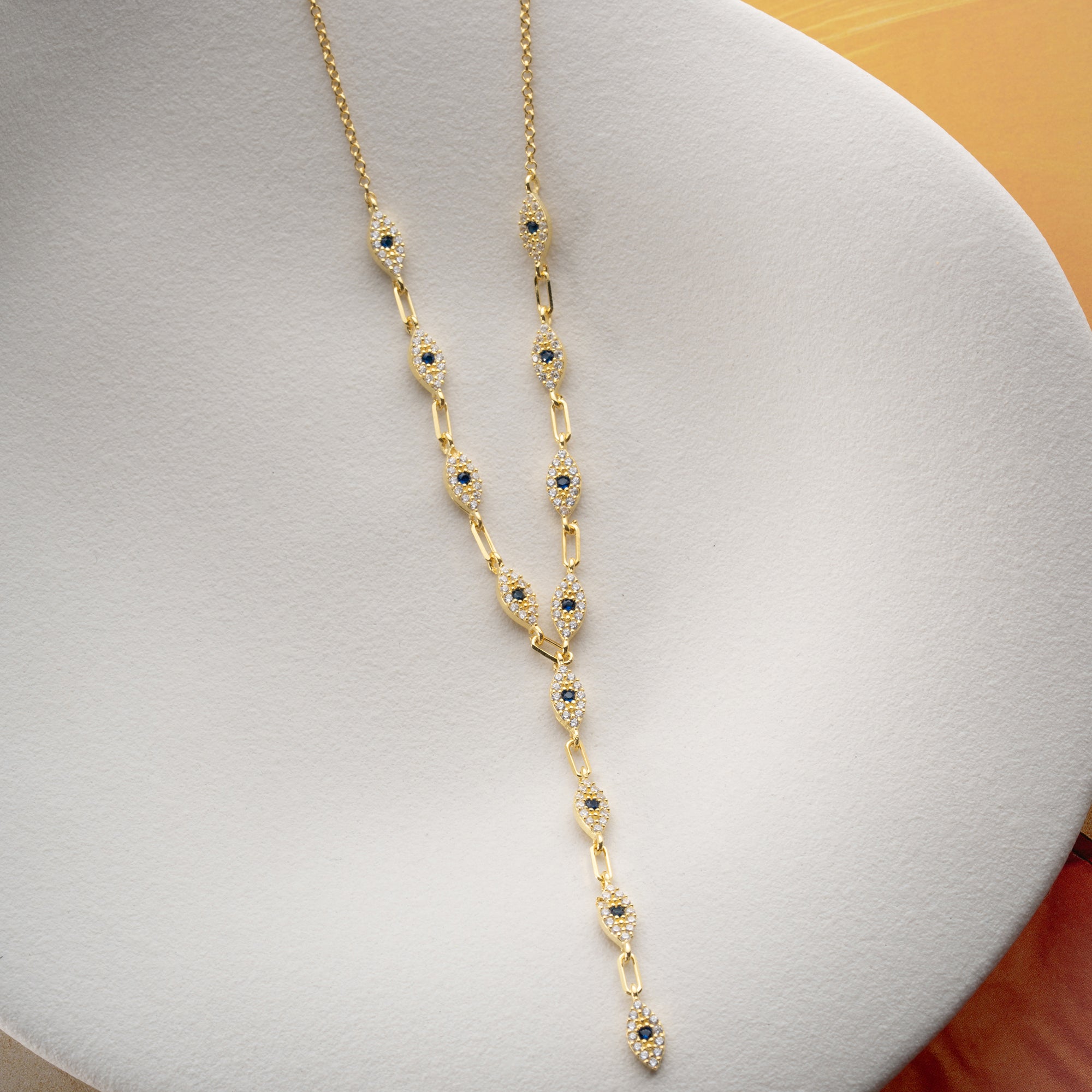 MAVİ GÖZ TAŞLI Y KOLYE | 925 GÜMÜŞ