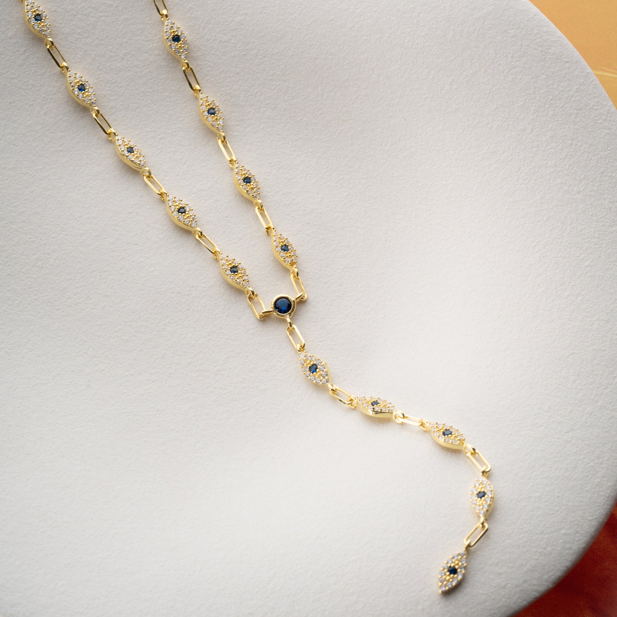 MAVİ GÖZ TAŞLI MAVİ Y KOLYE | 925 GÜMÜŞ