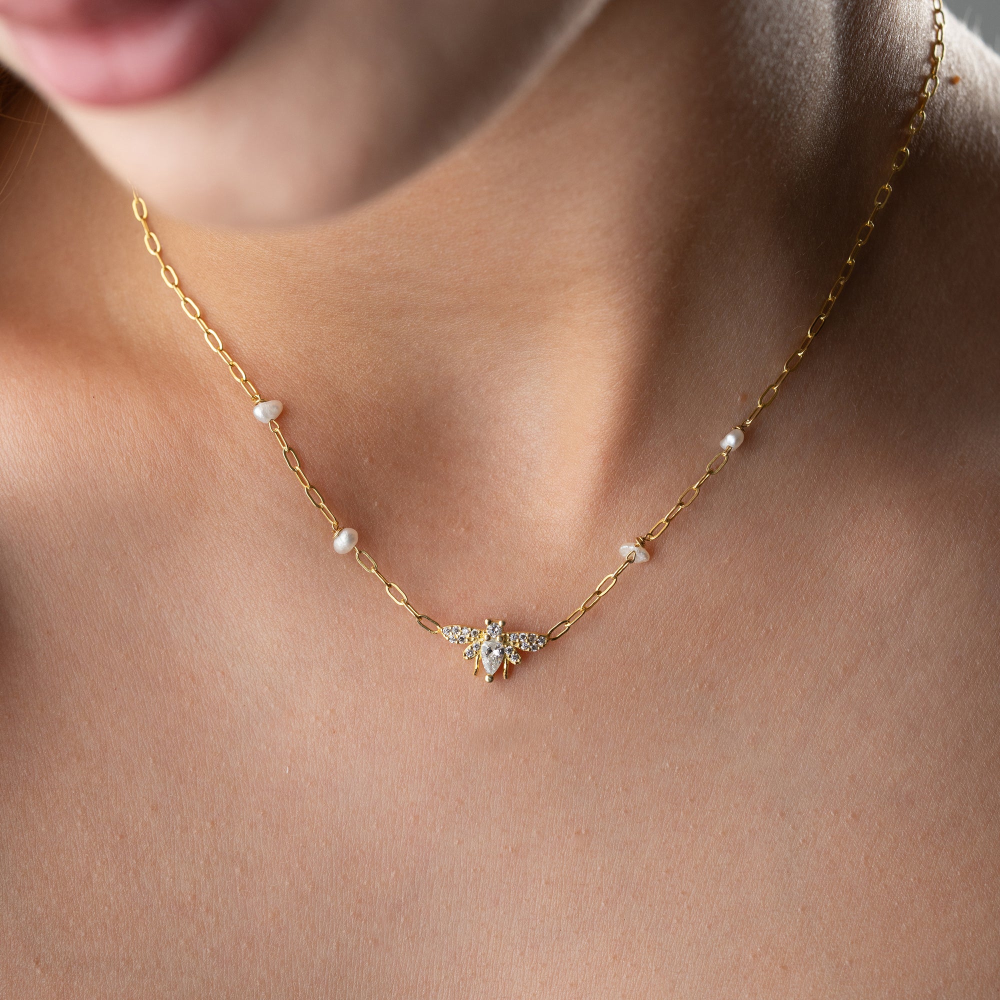 İNCİLİ ARI KOLYE | 925 GÜMÜŞ