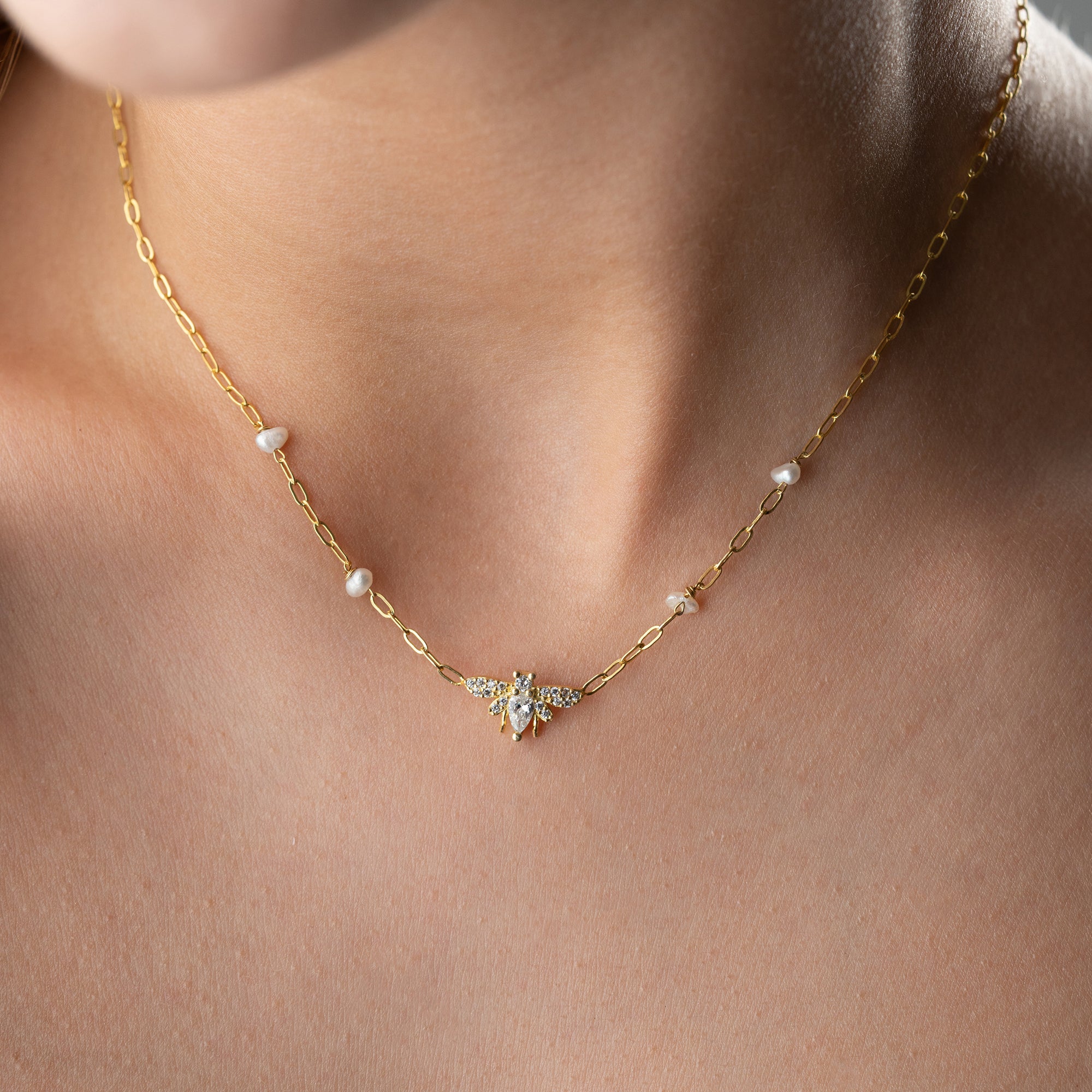 İNCİLİ ARI KOLYE | 925 GÜMÜŞ