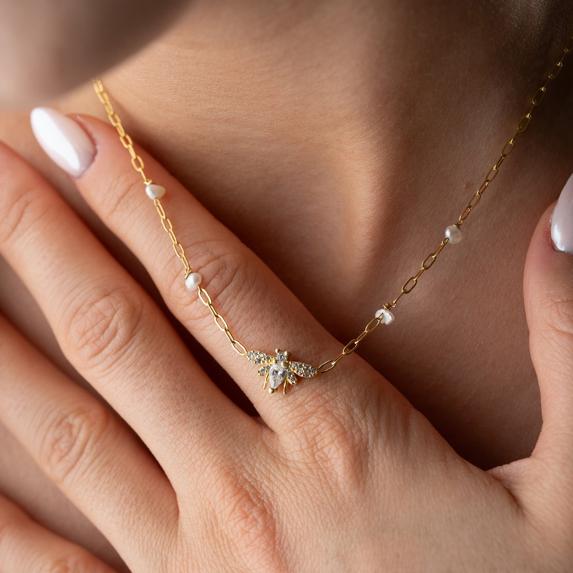 İNCİLİ ARI KOLYE | 925 GÜMÜŞ