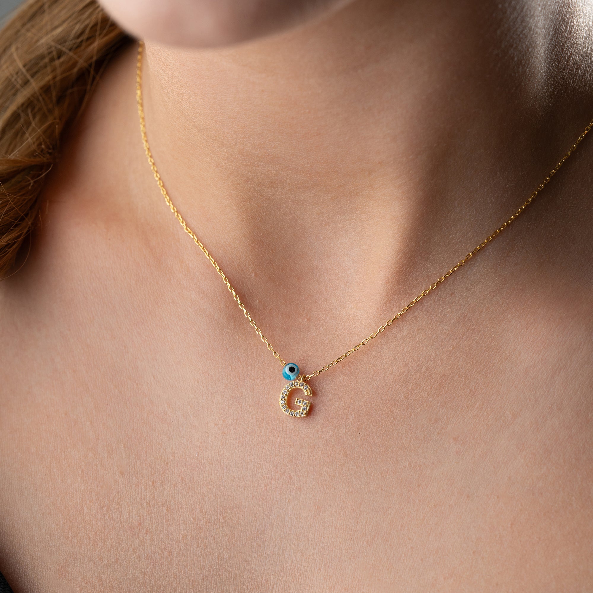 HARFLİ MİNİ NAZAR KOLYE | 925 GÜMÜŞ