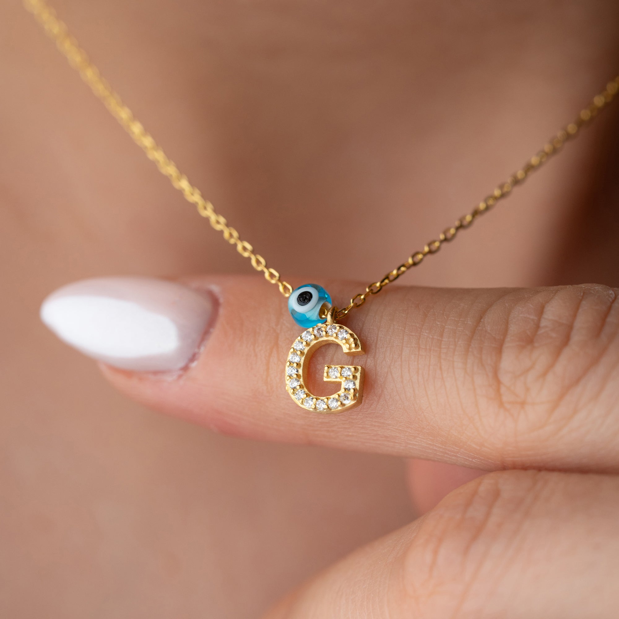 HARFLİ MİNİ NAZAR KOLYE | 925 GÜMÜŞ