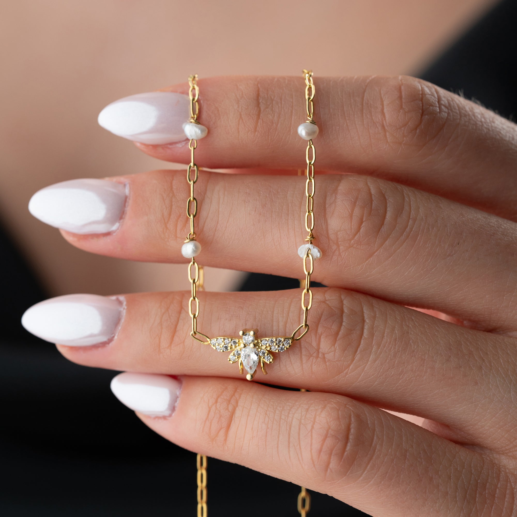 İNCİLİ ARI KOLYE | 925 GÜMÜŞ