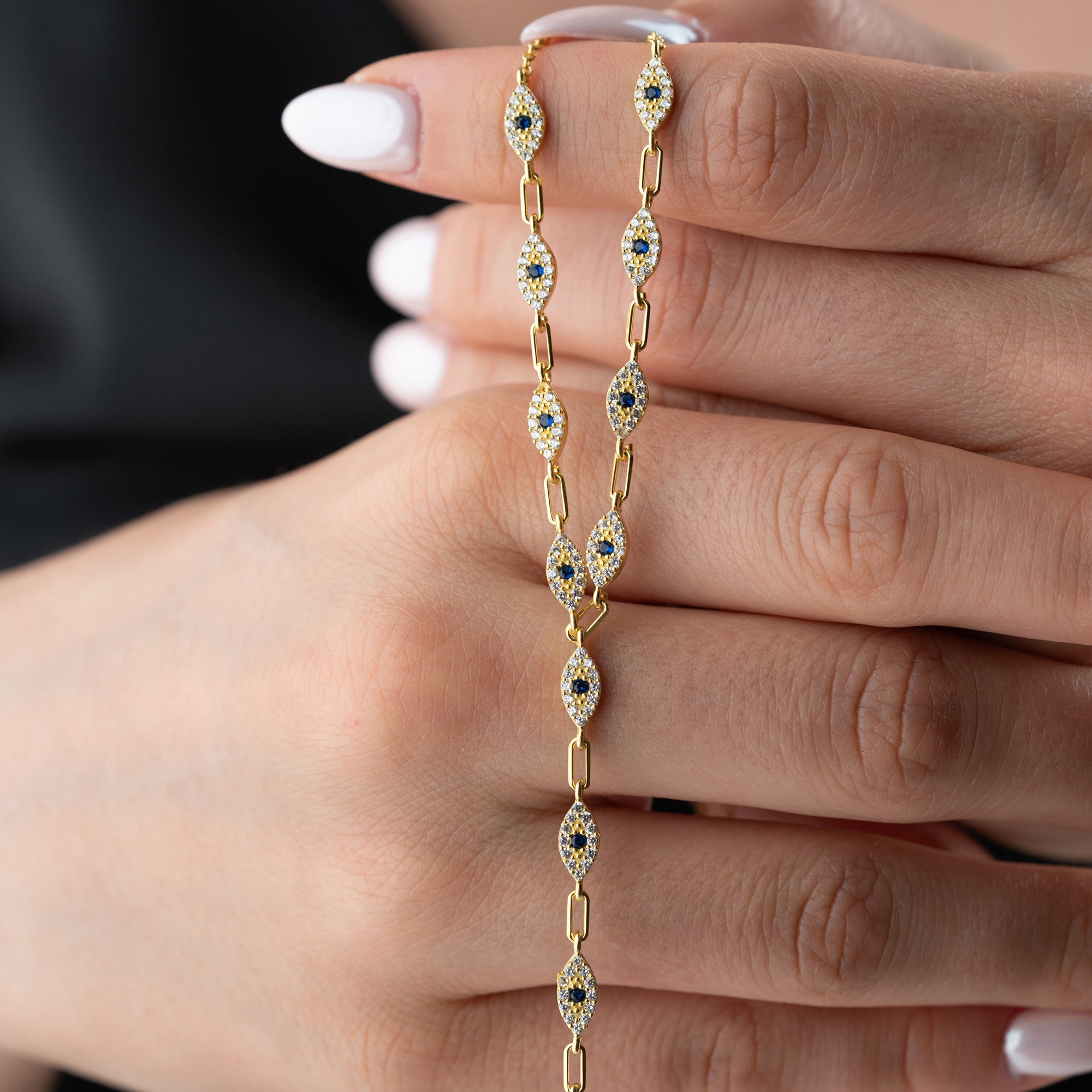 MAVİ GÖZ TAŞLI Y KOLYE | 925 GÜMÜŞ