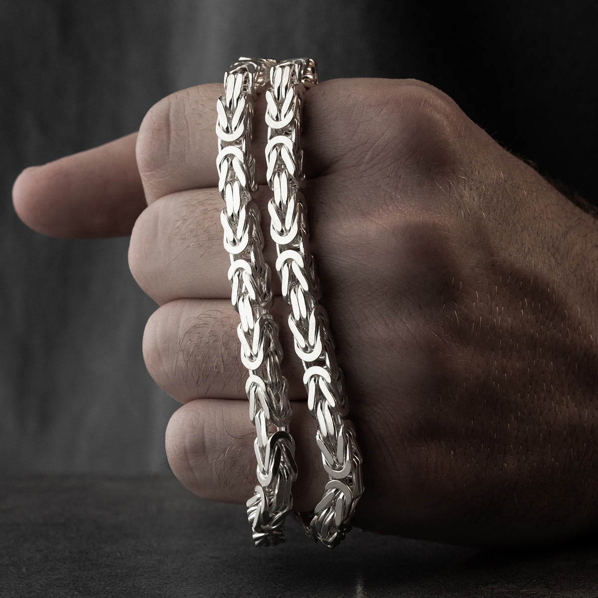 6 mm Kare Kral Zincir Erkek Kolye | 925 Ayar Gümüş