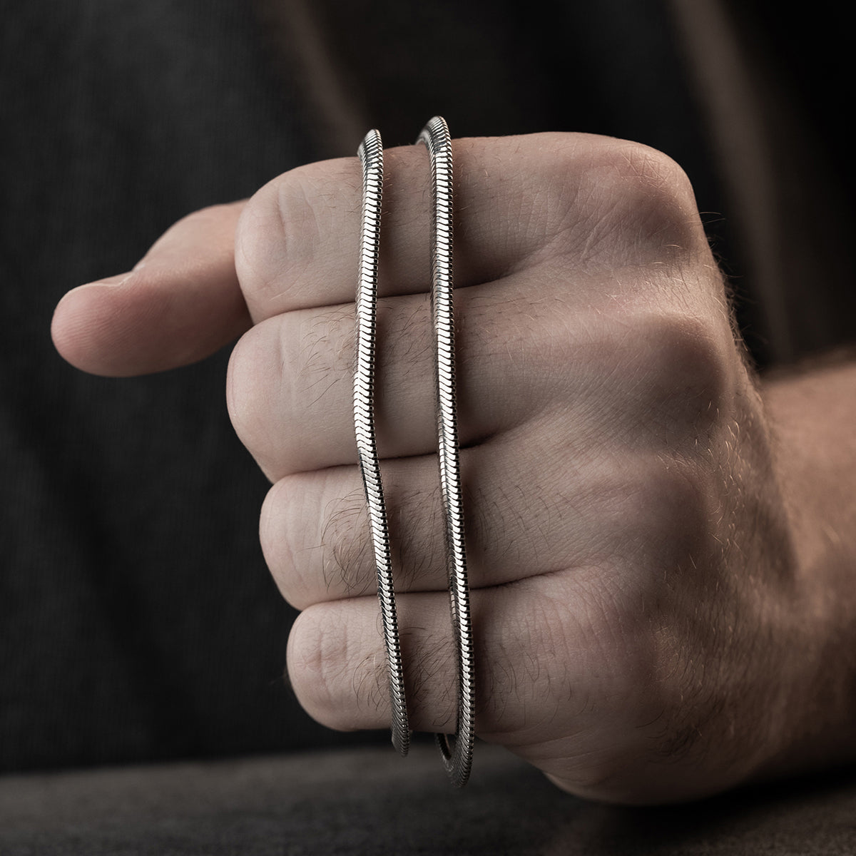 4 mm Yılan Zincir Erkek Kolye | 925 Ayar Gümüş