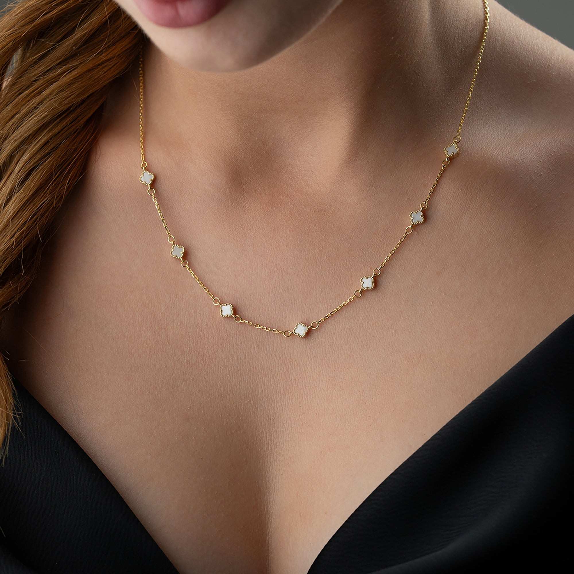 BEYAZ MİNİ YONCA KOLYE | 925 GÜMÜŞ