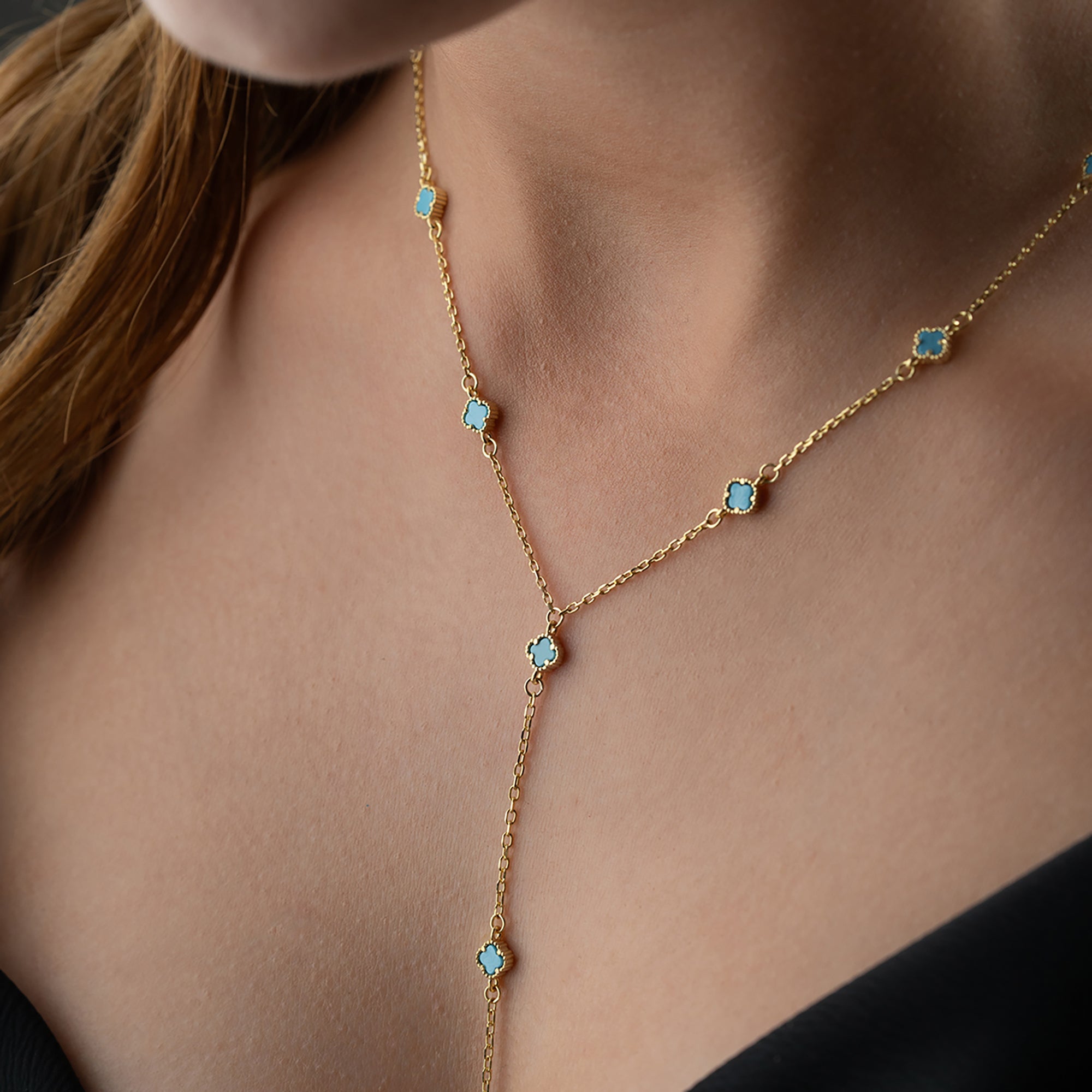 TURKUAZ MİNİ Y YONCA KOLYE | 925 GÜMÜŞ