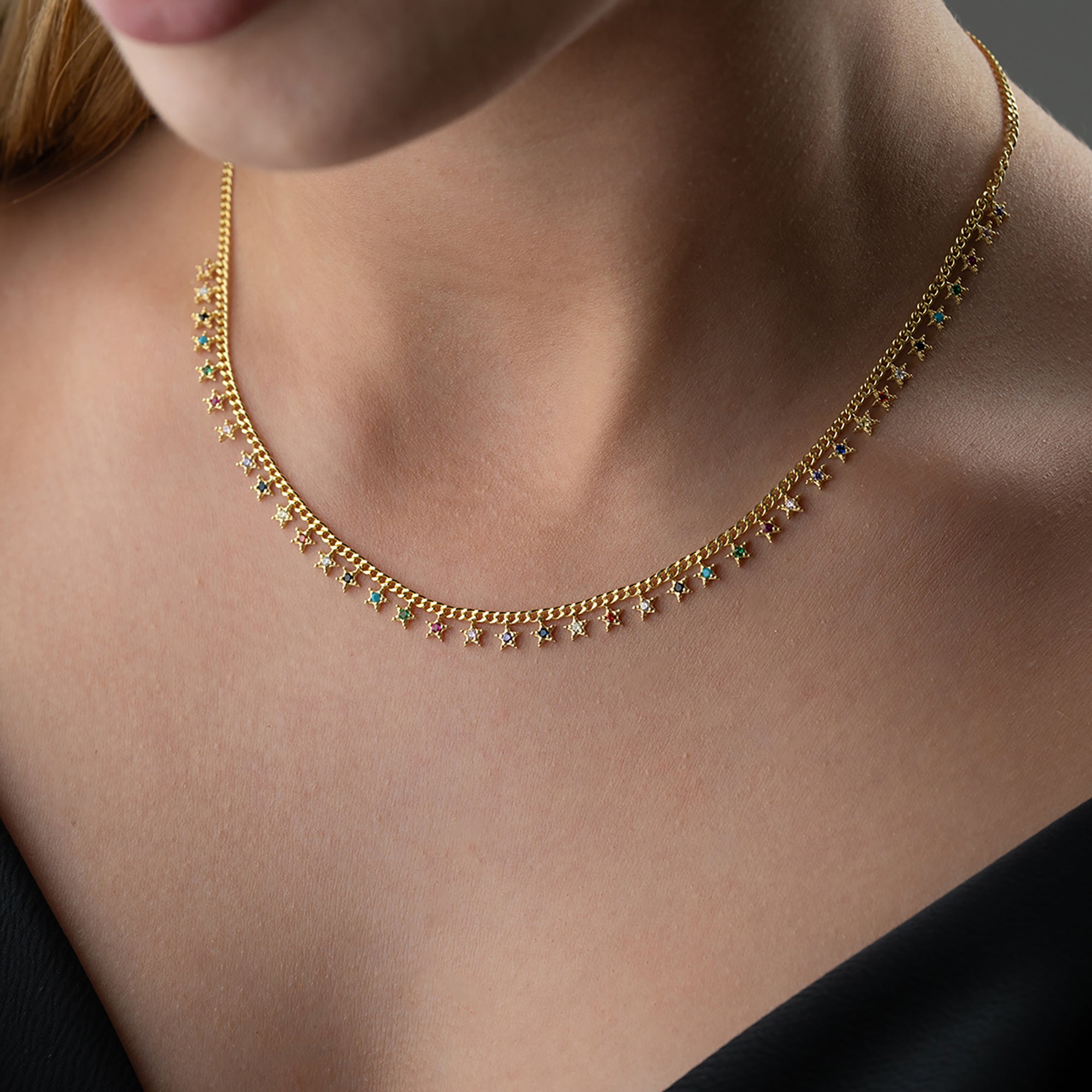 RENKLİ YILDIZ KOLYE | 925 GÜMÜŞ