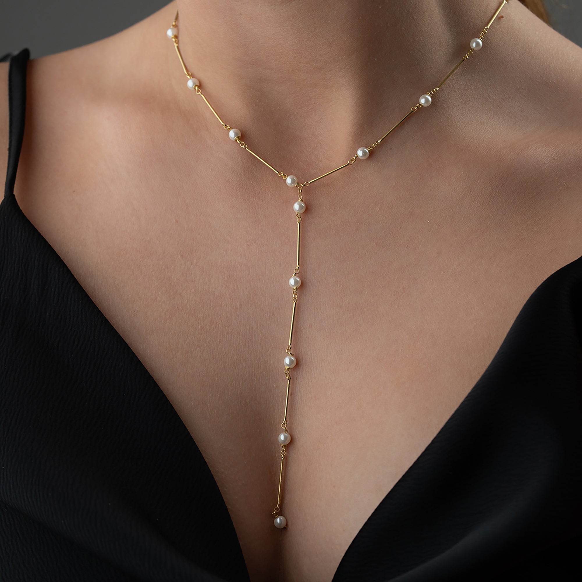 İNCİLİ ÇUBUK Y KOLYE | 925 GÜMÜŞ