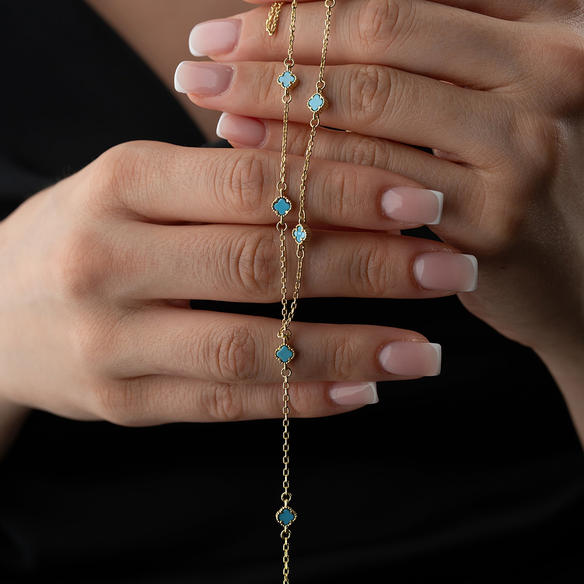 TURKUAZ MİNİ Y YONCA KOLYE | 925 GÜMÜŞ