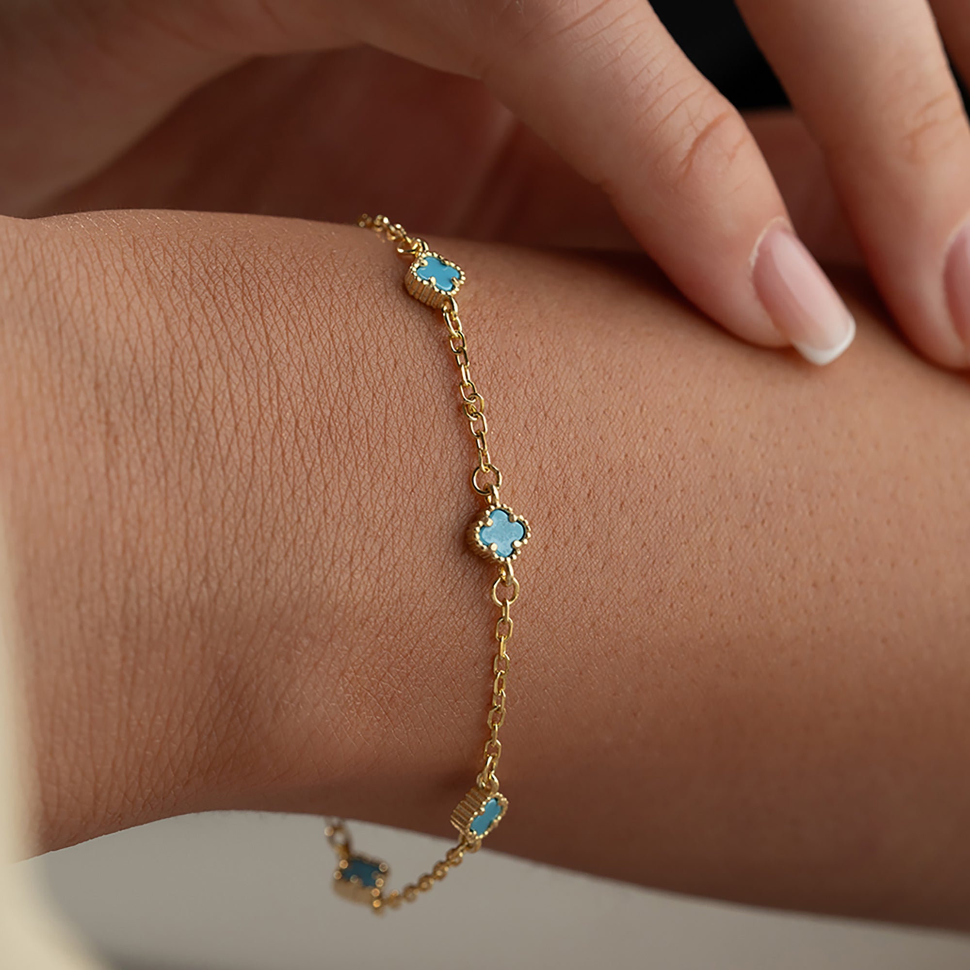 TURKUAZ TAŞLI ÇOKLU YONCA BİLEKLİK | 925 GÜMÜŞ