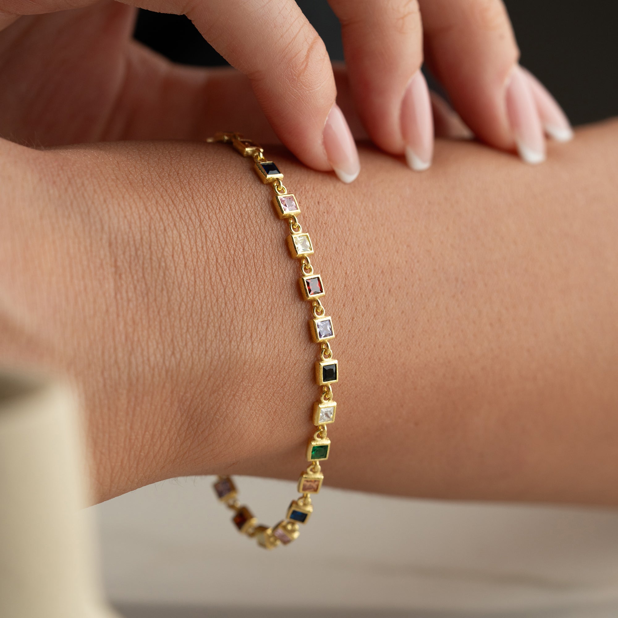 KARE MİX TAŞLI BİLEKLİK | 925 GÜMÜŞ