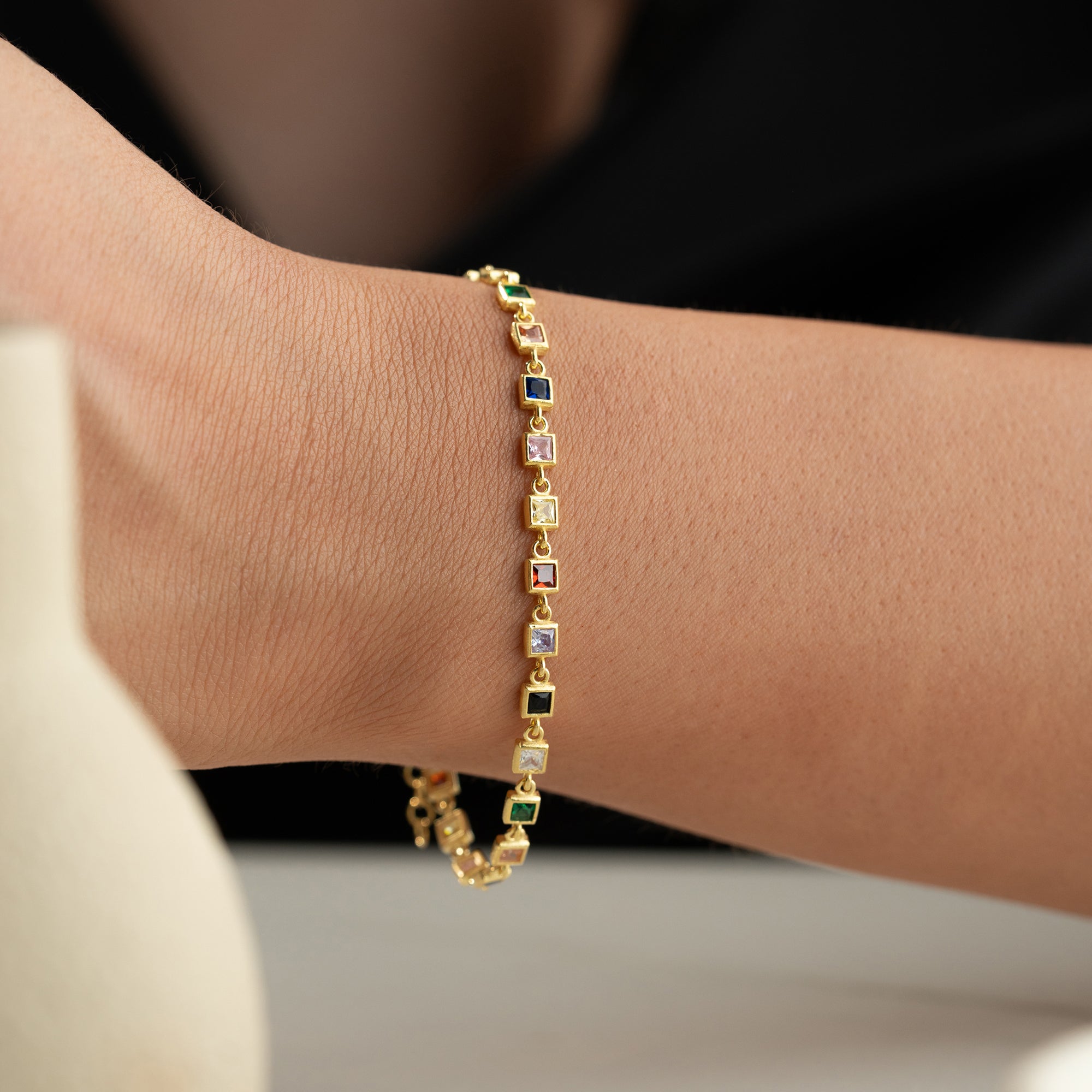 KARE MİX TAŞLI BİLEKLİK | 925 GÜMÜŞ