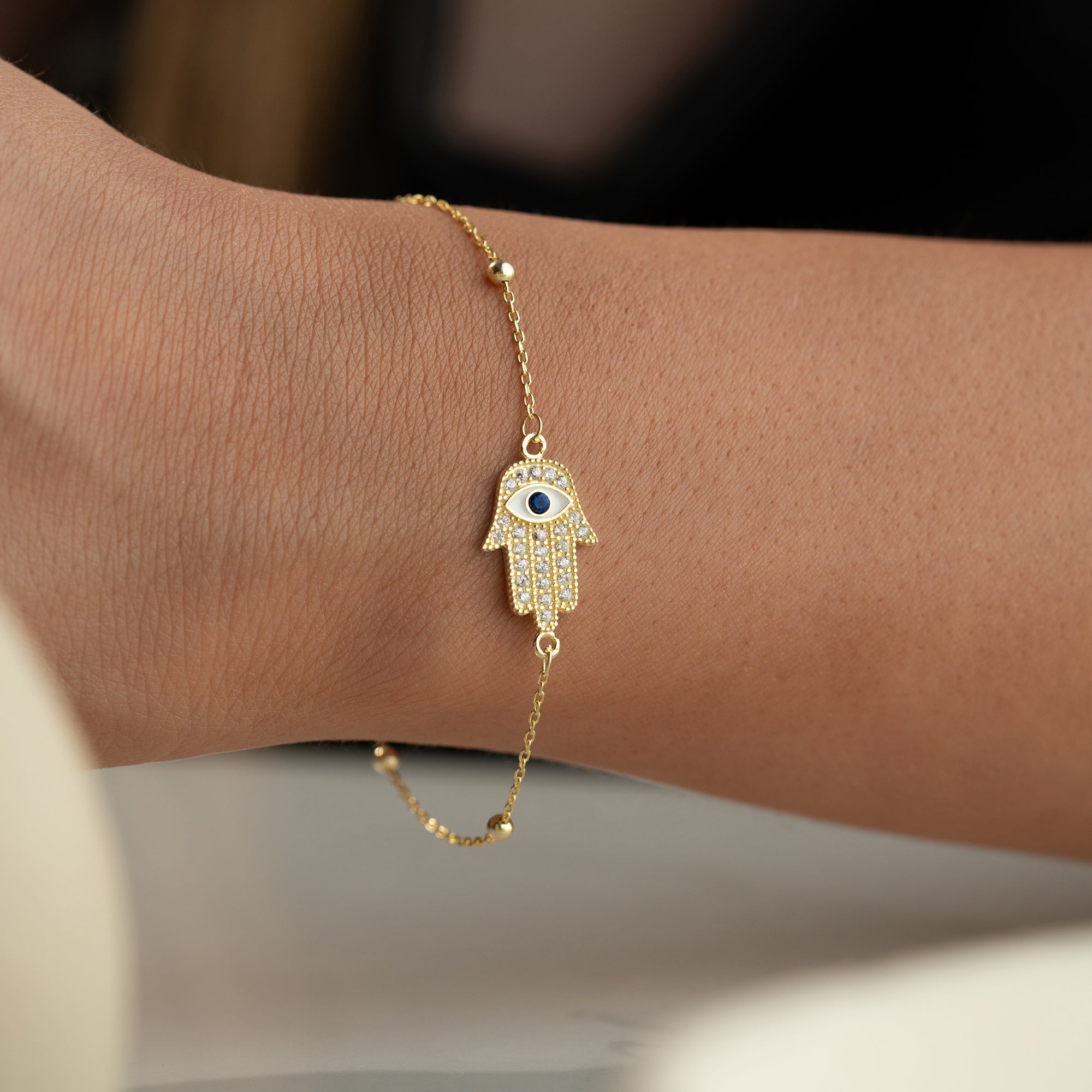 HAMSA TAŞLI BİLEKLİK | 925 GÜMÜŞ