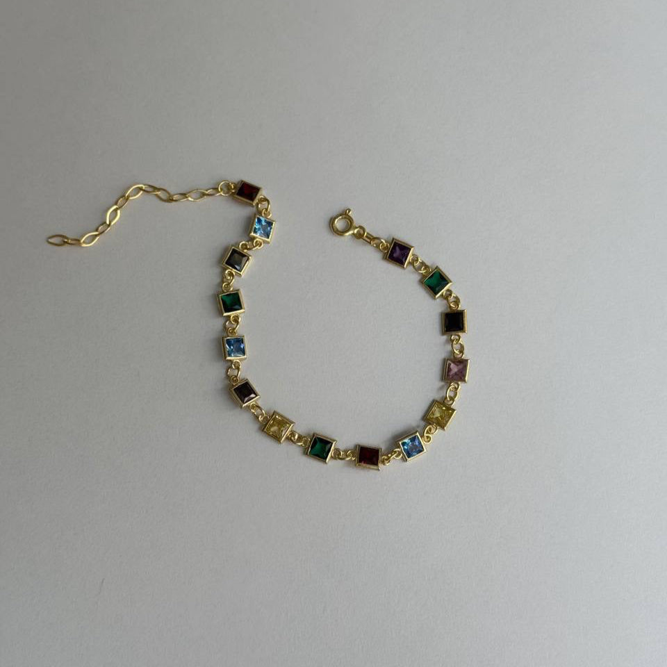 KARE TAŞLI COLORFULL BİLEKLİK | 925 GÜMÜŞ