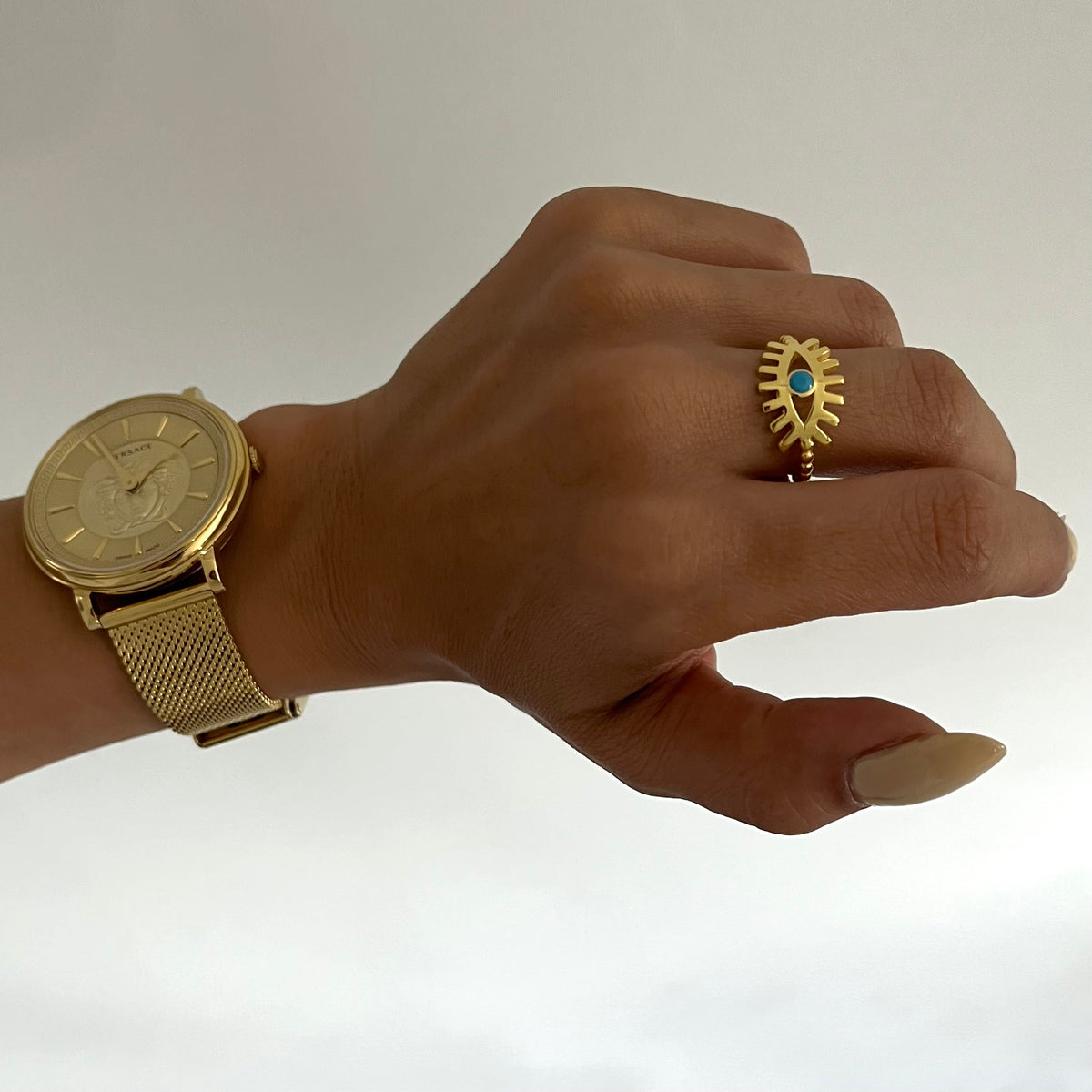 Göz Figürlü Taşlı Yüzük | 925 Ayar Gümüş – Jeweliay Jewelry – 2