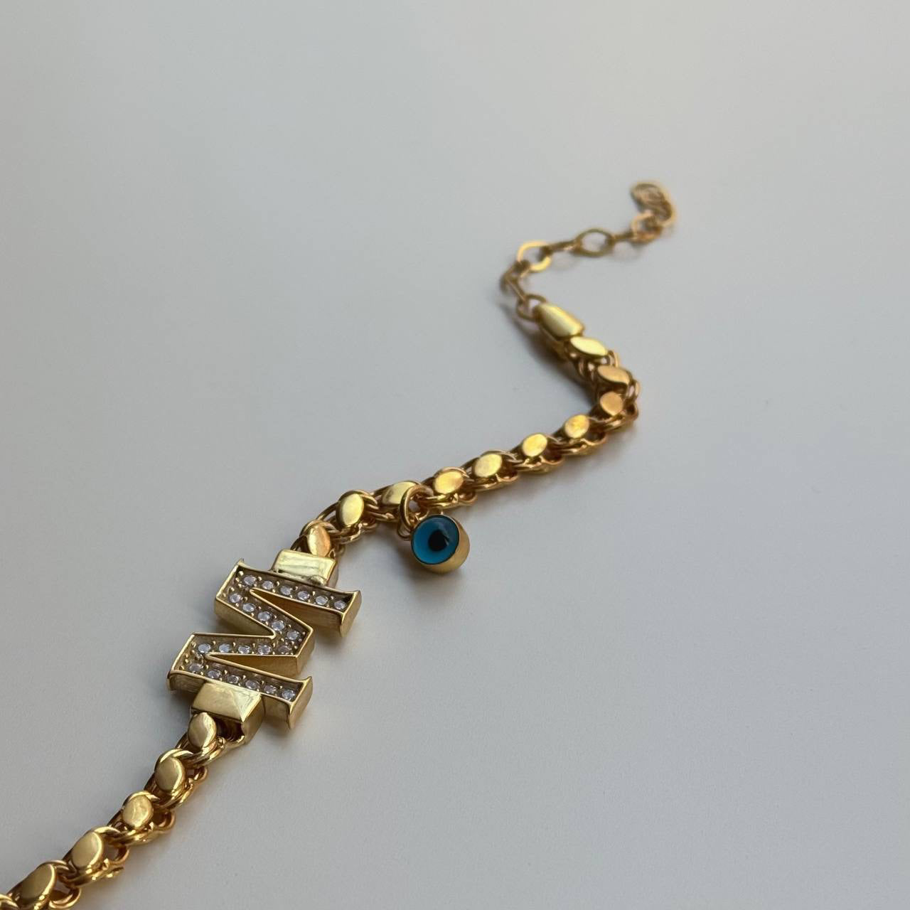 ARPA ZİNCİRLİ HARFLİ NAZAR BİLEKLİK | 925 GÜMÜŞ